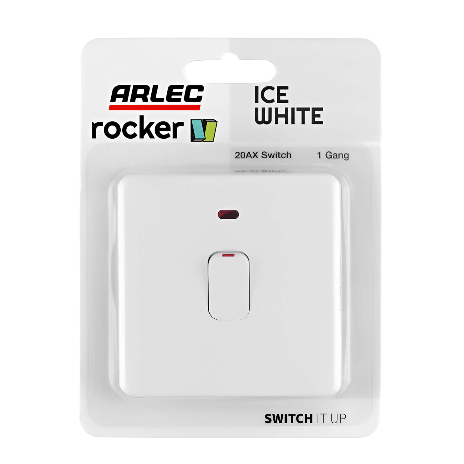 Arlec Rocker 20A 1Gang Double pole Ice White Single switch