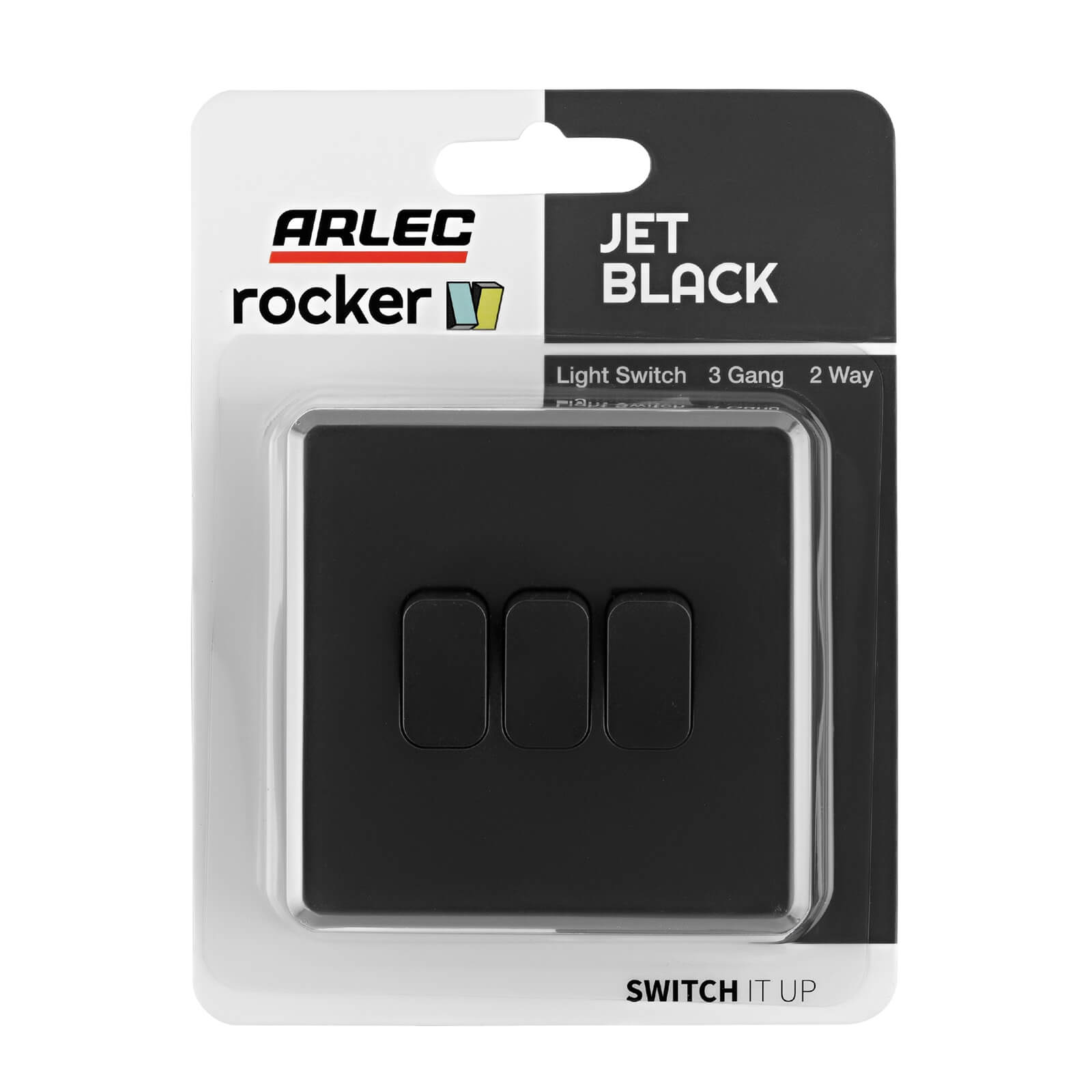 Arlec Rocker 10A 3Gang 2Way Jet Black  Triple light switch