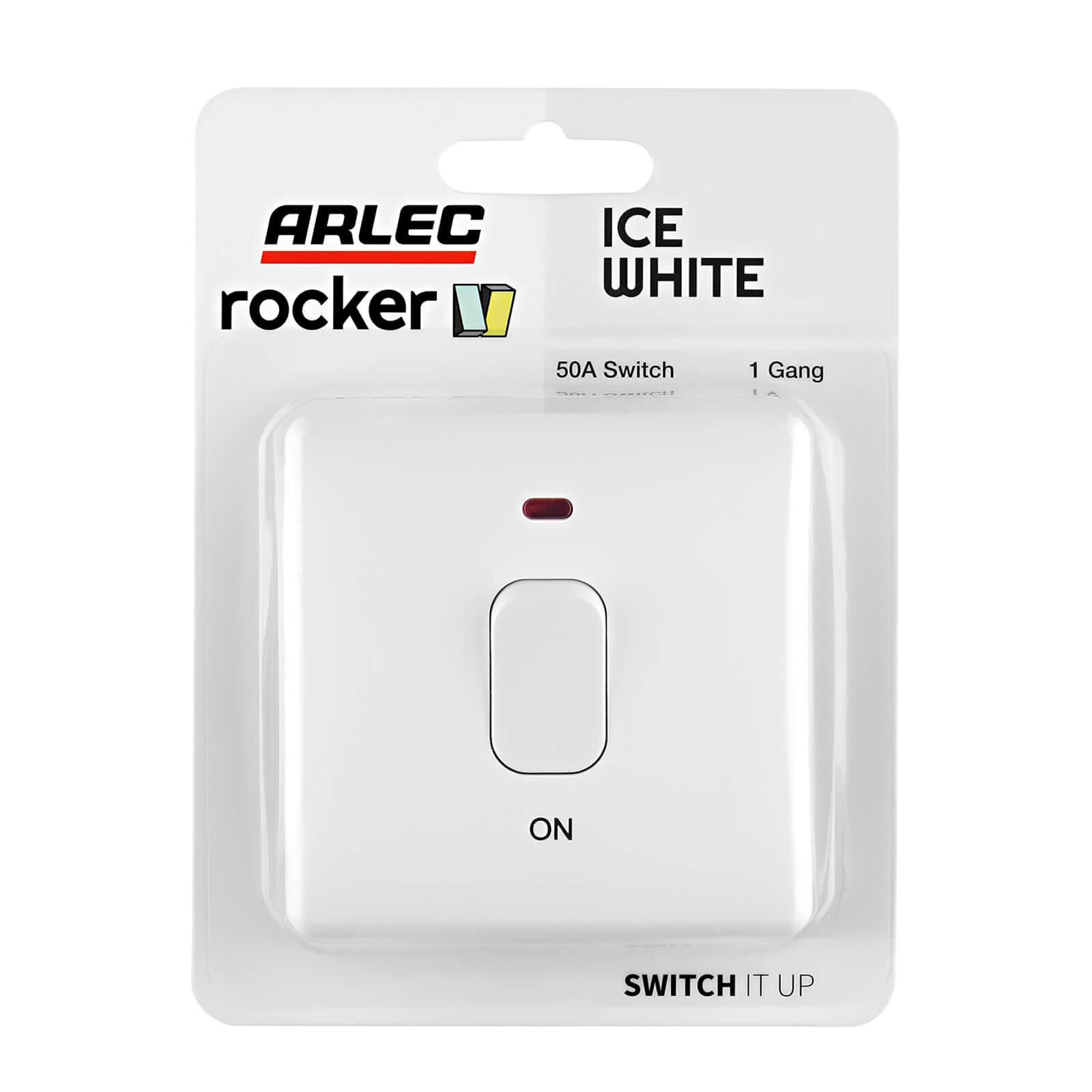Arlec Rocker 50A 1Gang Double pole Ice White Single switch