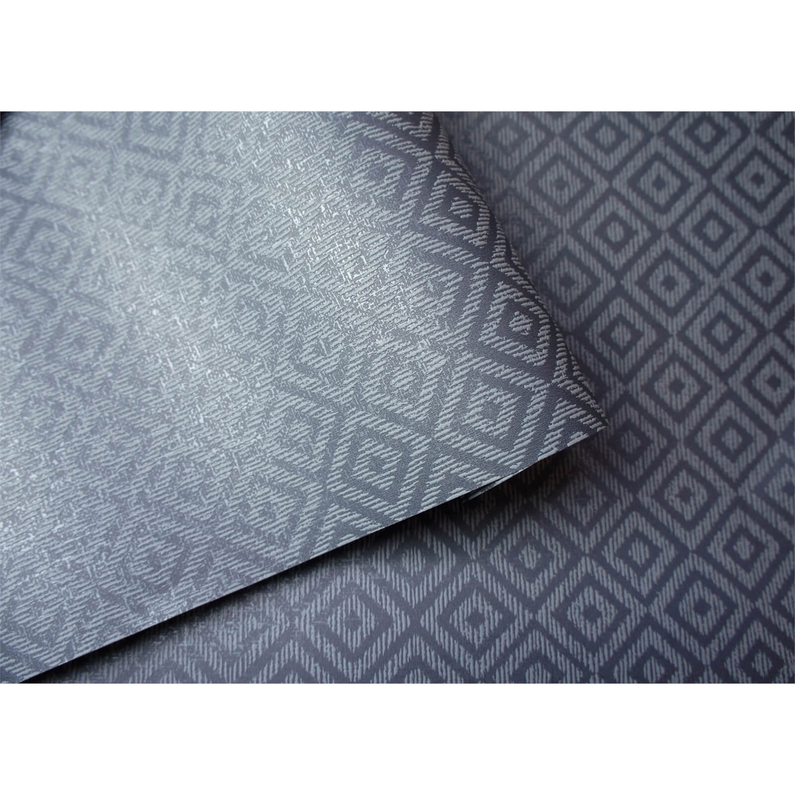 Holden Decor Riviera Diamond Geometric Textured Metallic Navy Wallpaper