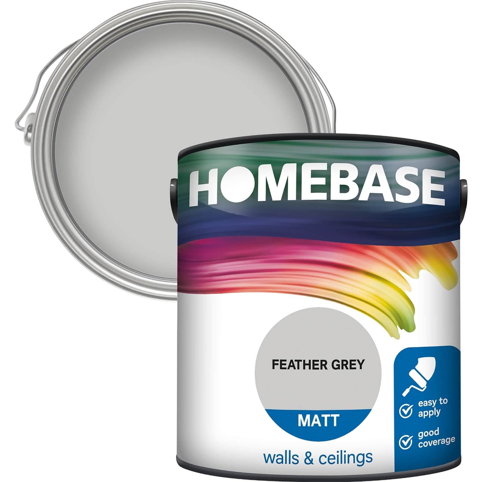 Homebase Matt Emulsion Paint Feather Grey - 2.5L