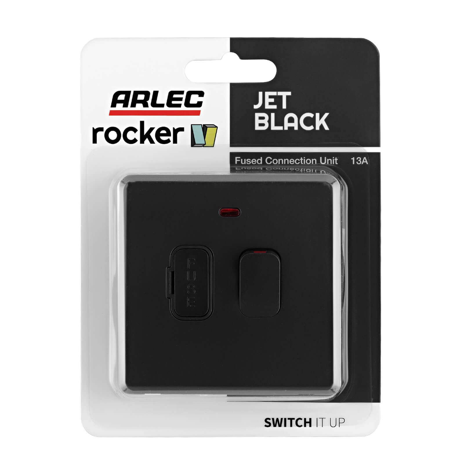 Arlec Rocker  13A Jet Black Switched Fused connection unit