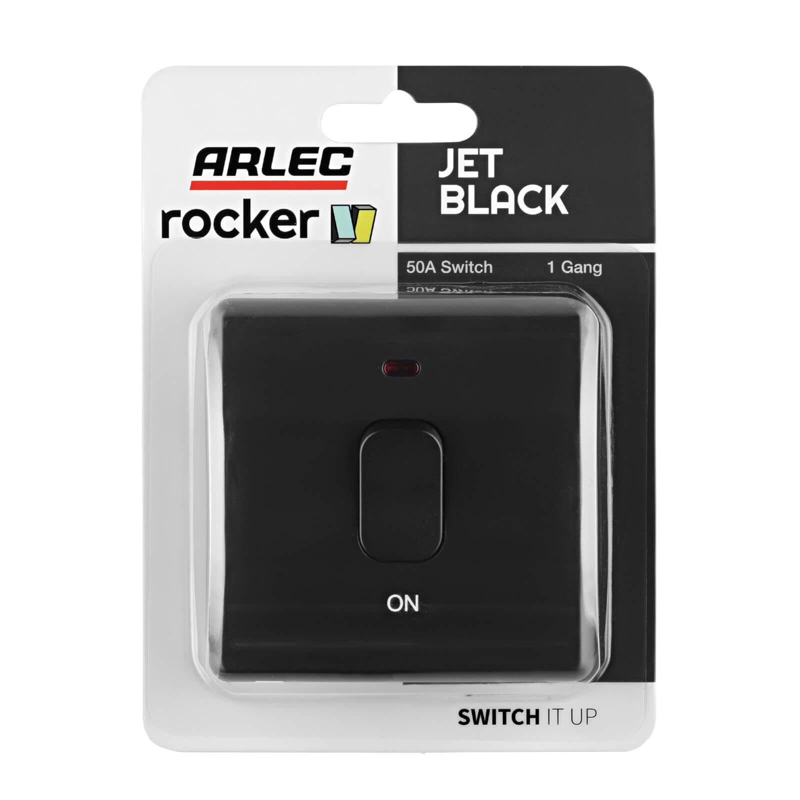 Arlec Rocker 50A 1Gang Double pole Jet Black Single switch