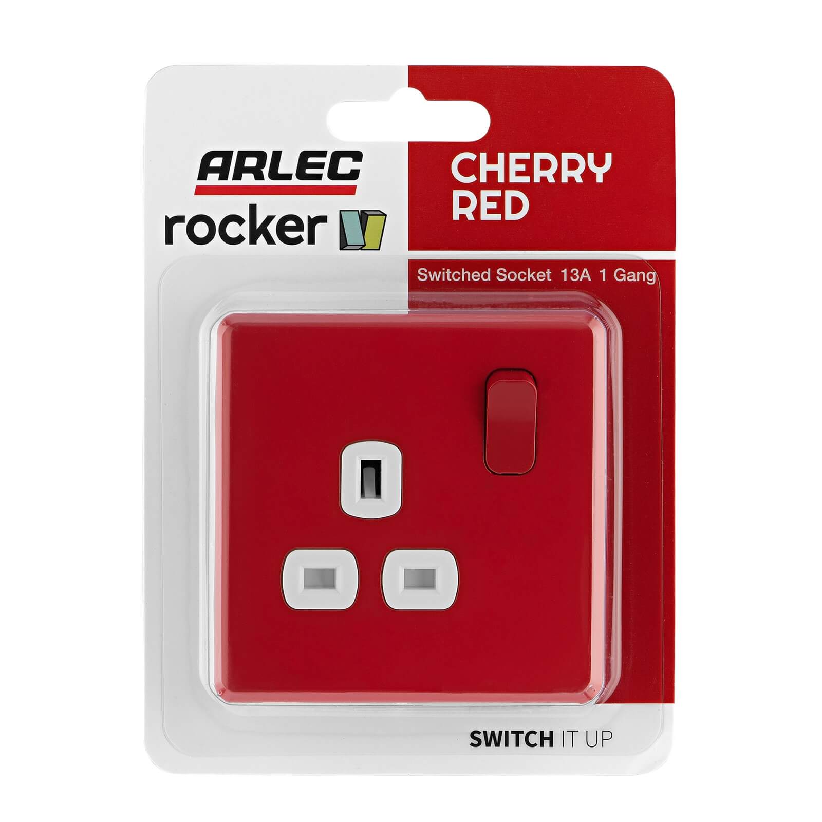 Arlec Rocker  13A 1 Gang Cherry Red Single switched socket