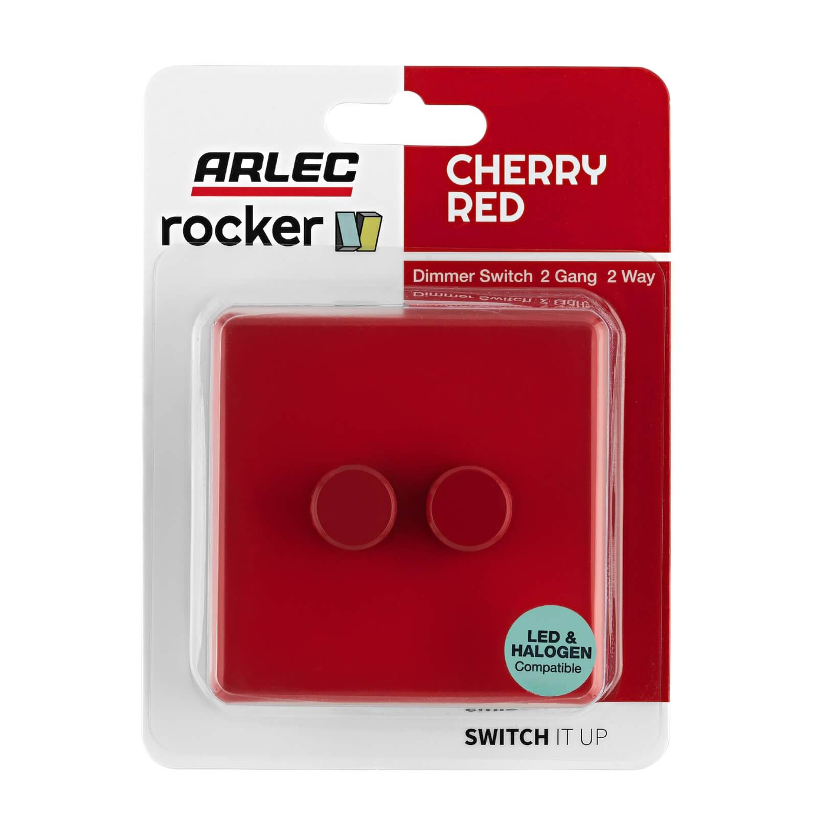 Arlec Rocker 2 Gang 2 Way Cherry Red Dimmer switch
