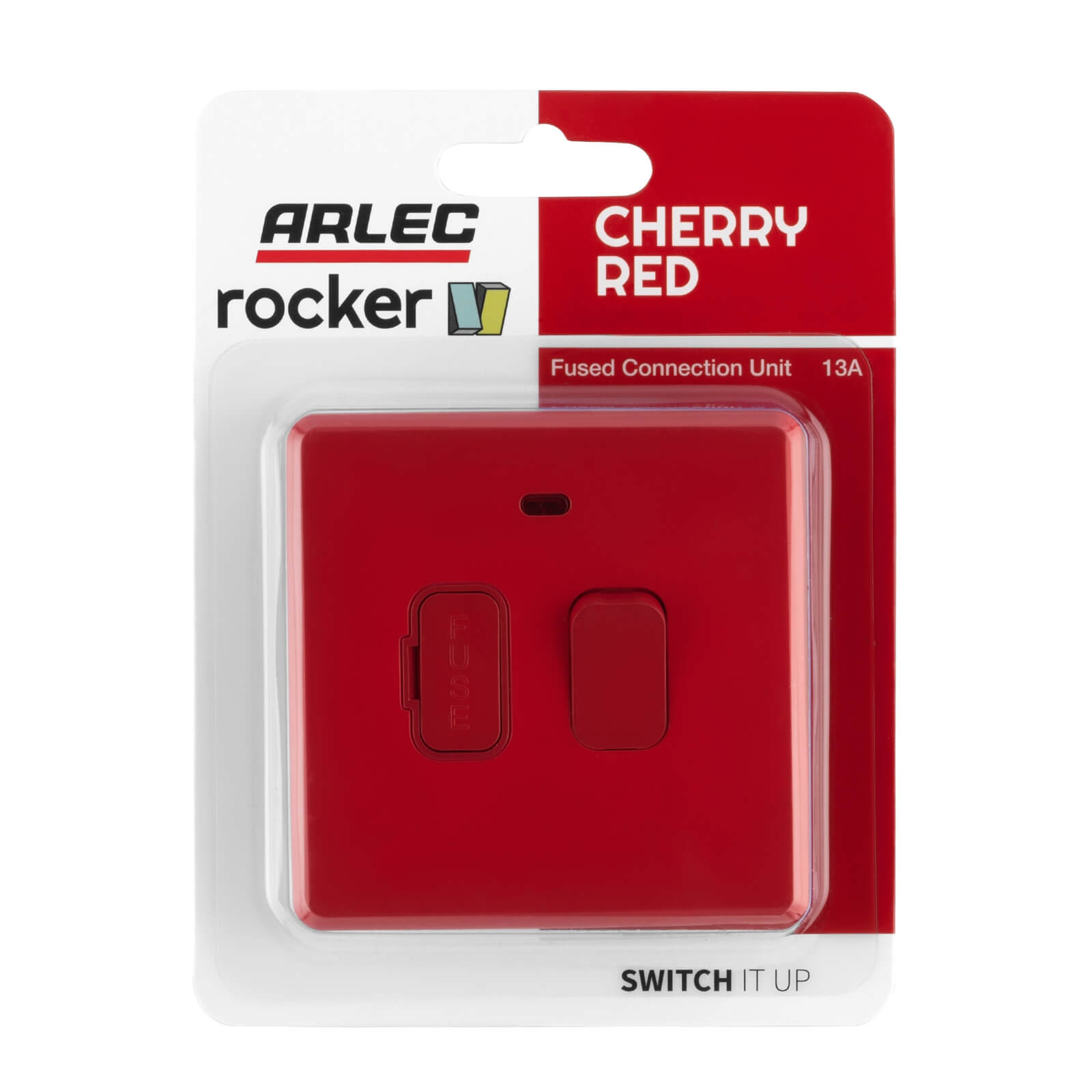 Arlec Rocker  13A Cherry Red Switched fused connection unit