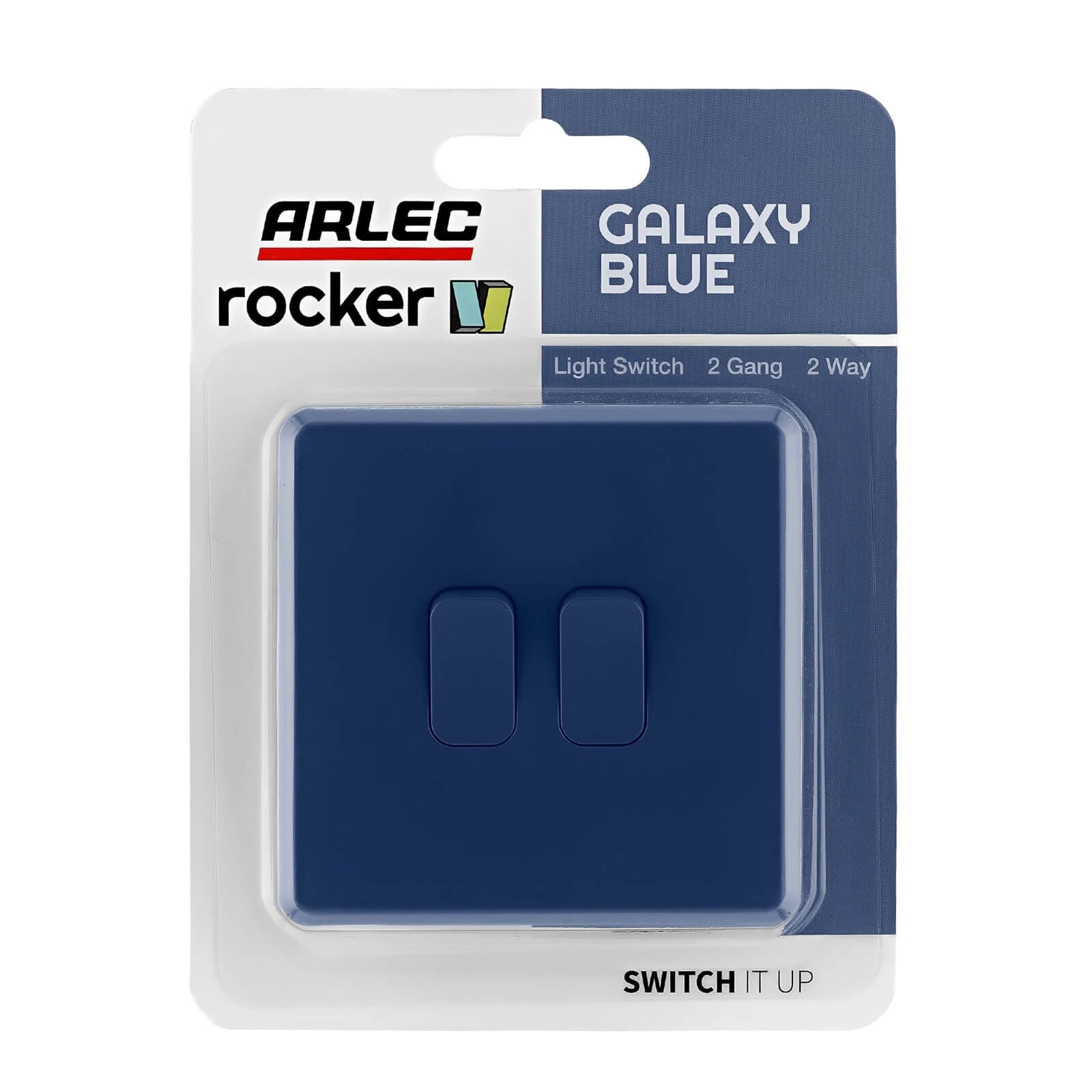 Arlec Rocker 10A 2Gang 2Way Galaxy Blue Double light switch