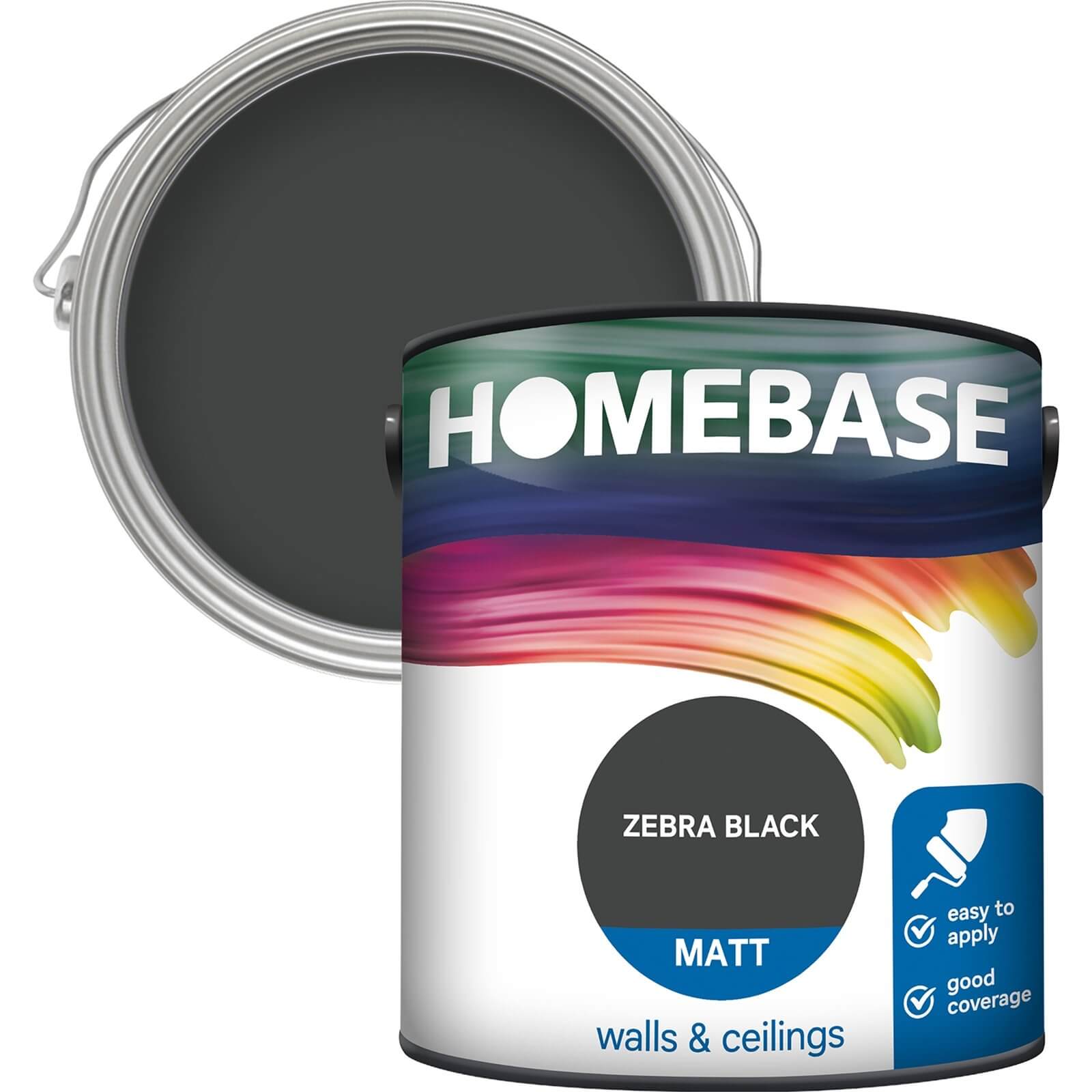 Homebase Matt Emulsion Paint Zebra Black - 2.5L
