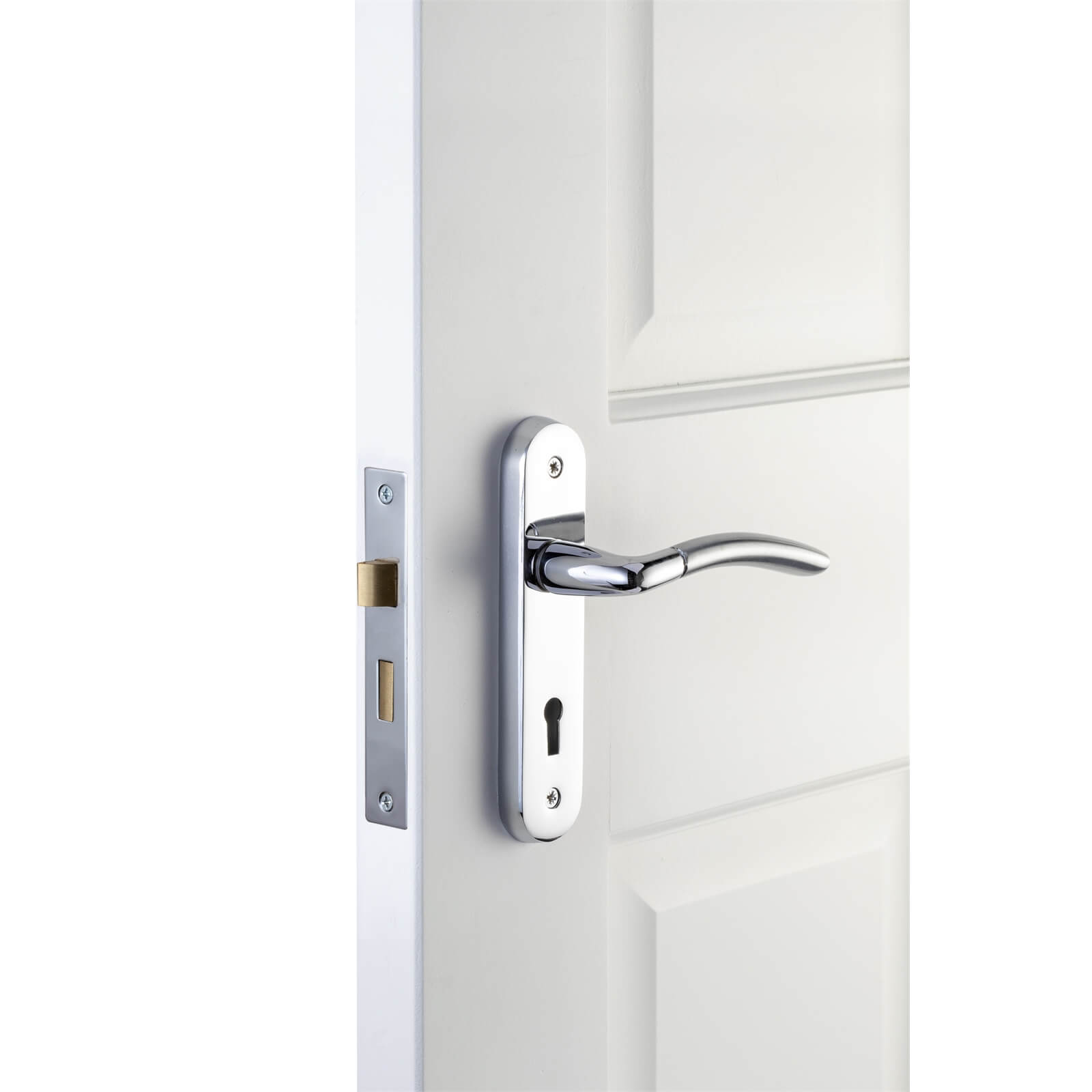 Sandleford Winslow Lock Lever Door Handle Set Dual Tone Polished