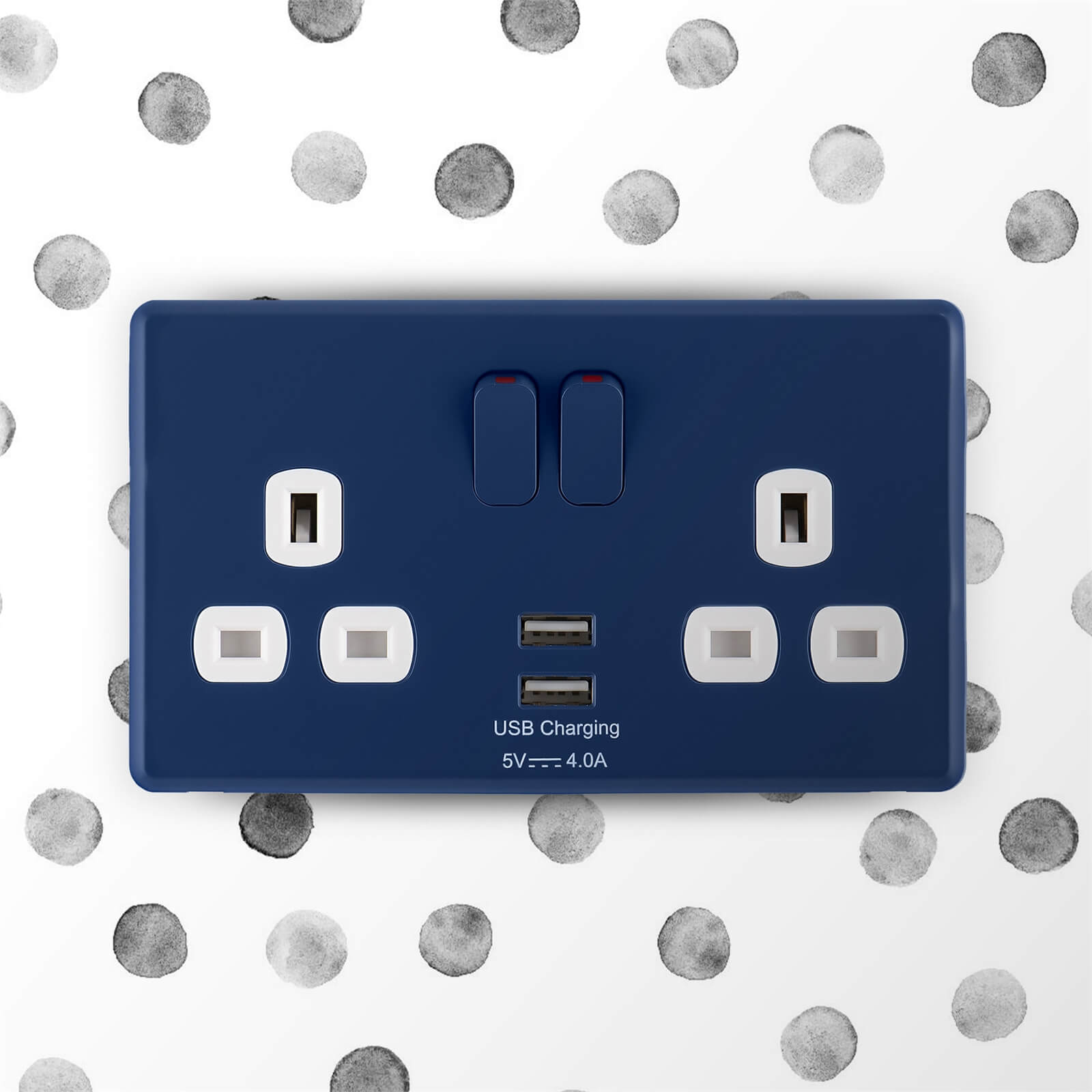 Arlec Rocker Galaxy Blue Double USB Socket 2 x 4A USB