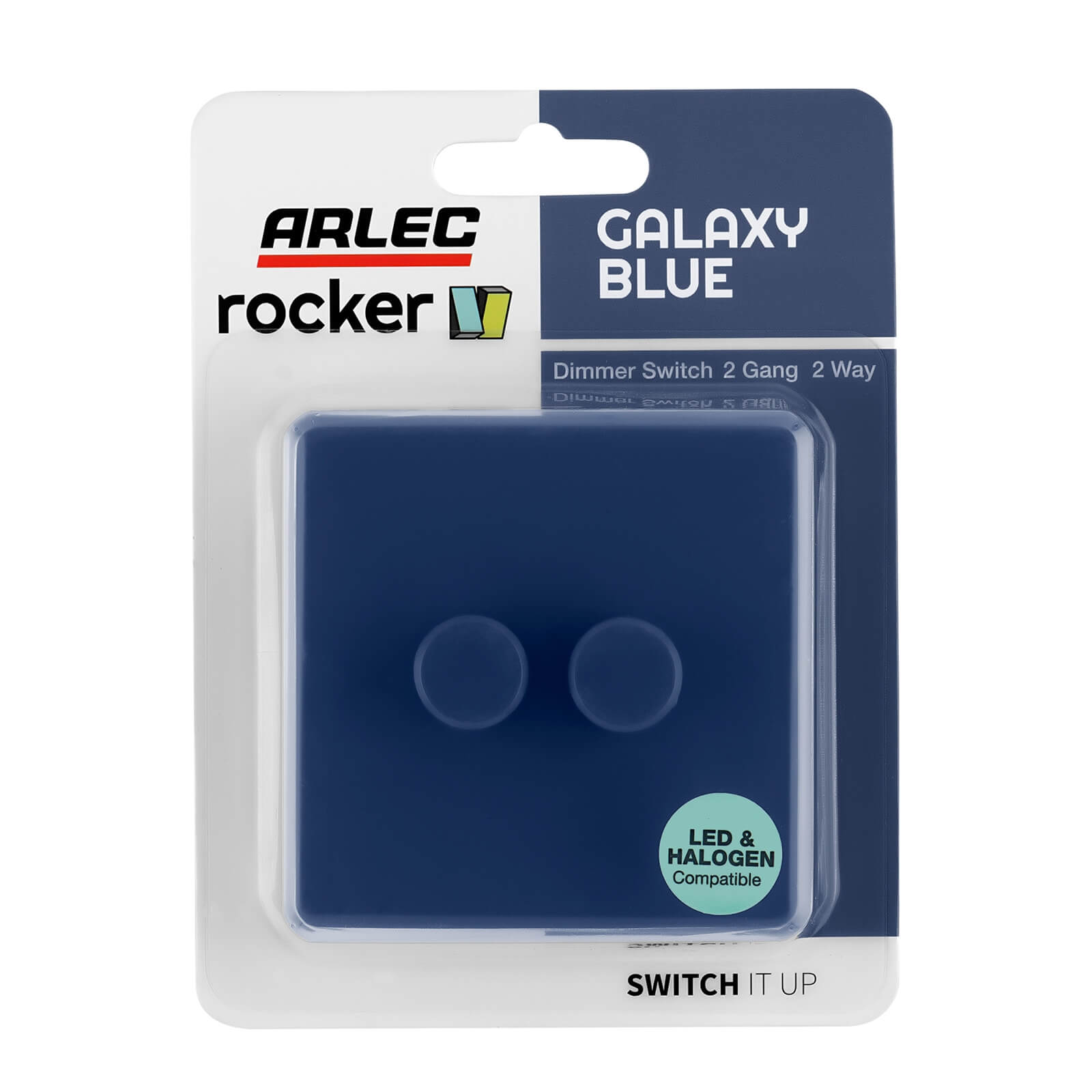 Arlec Rocker 2 Gang 2 Way Galaxy Blue Dimmer switch