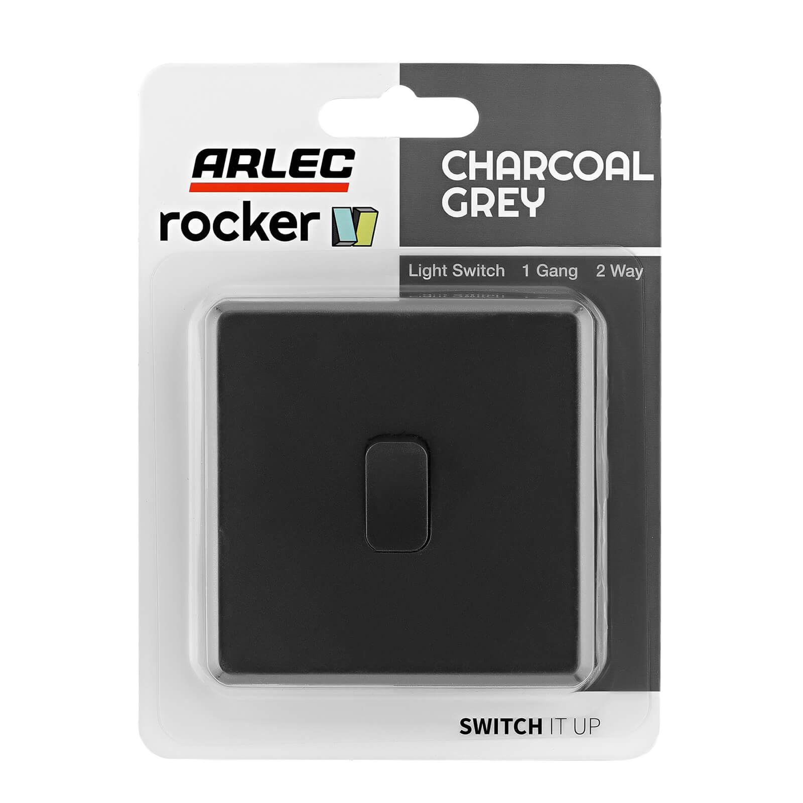 Arlec Rocker 10A 1Gang 2Way Charcoal Grey Single light switch