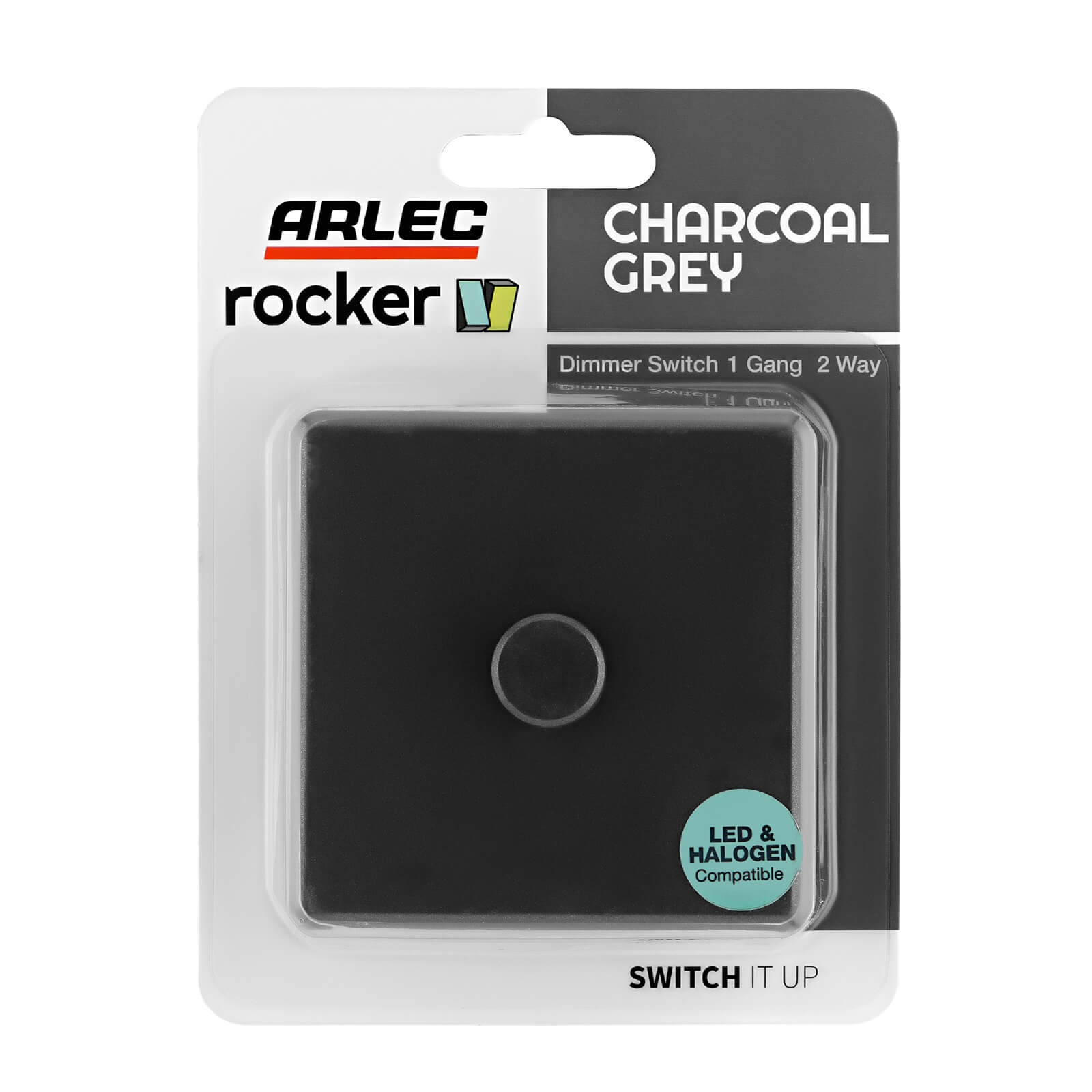 Arlec Rocker 1 Gang 2 Way Charcoal Grey Dimmer switch