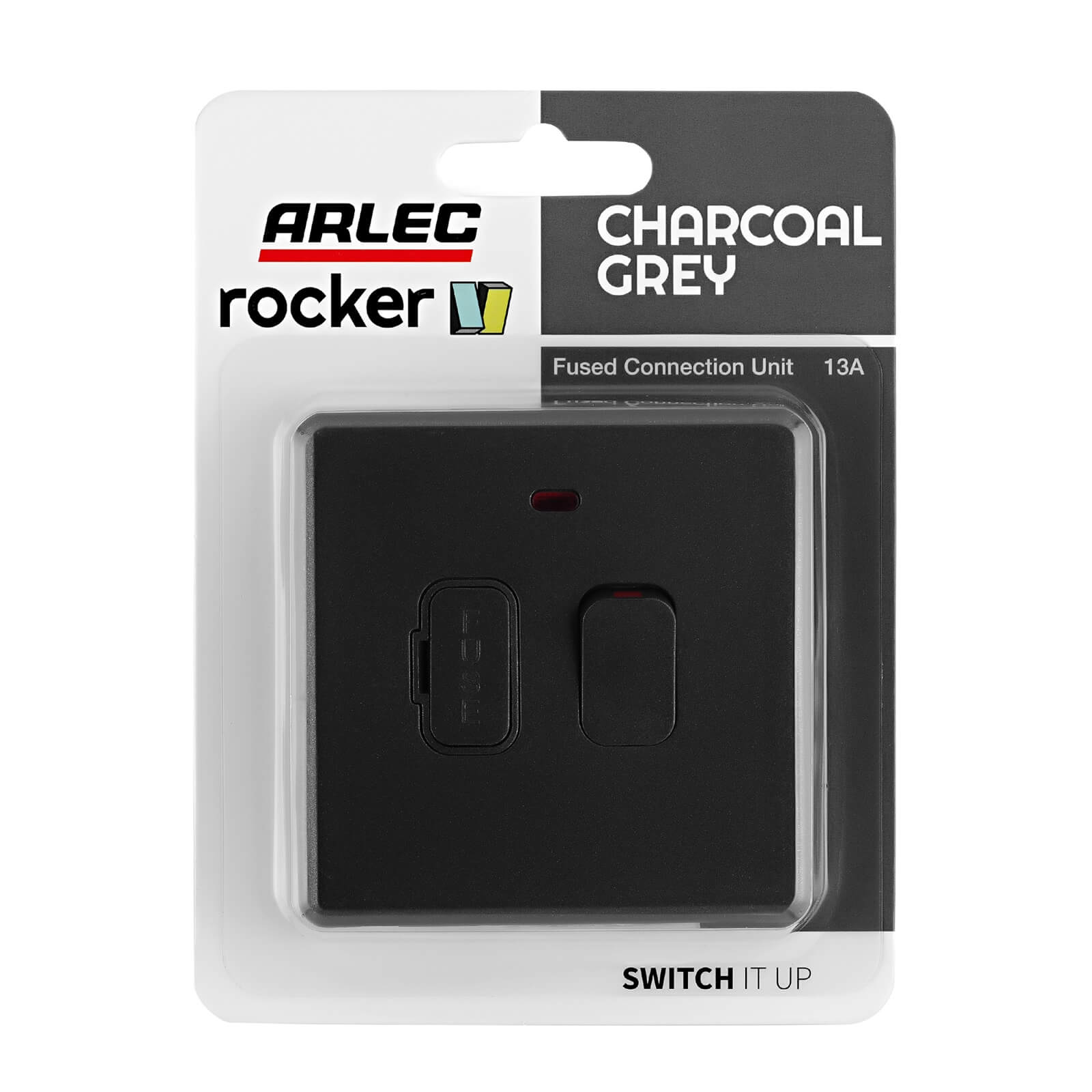 Arlec Rocker  13A Charcoal Grey Switched fused connection unit