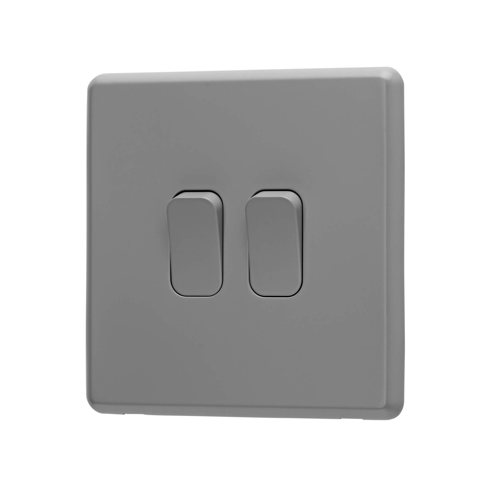 Arlec Rocker 10A 2Gang 2Way Stone Grey Double light switch