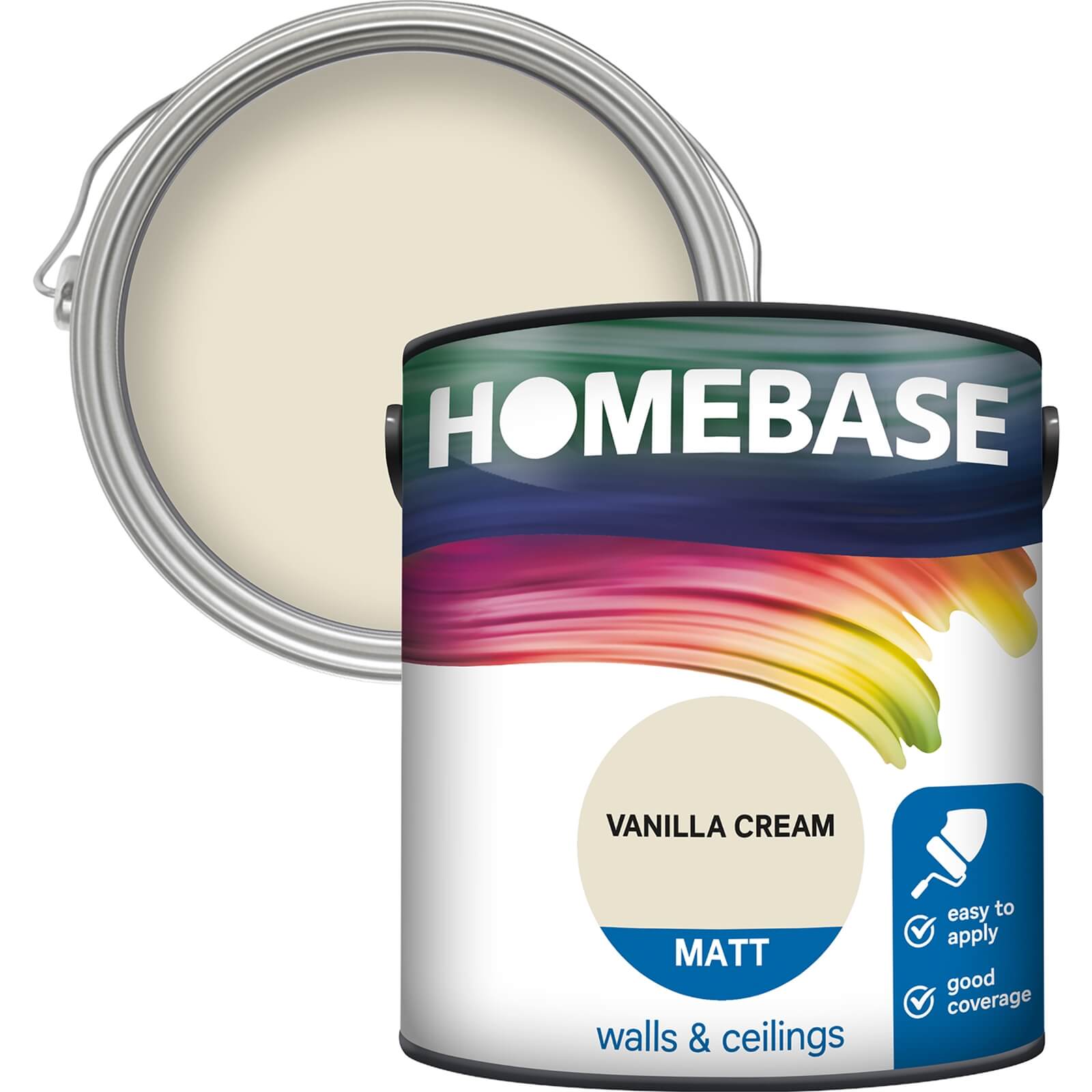 Homebase Matt Emulsion Paint Vanilla Cream - 2.5L