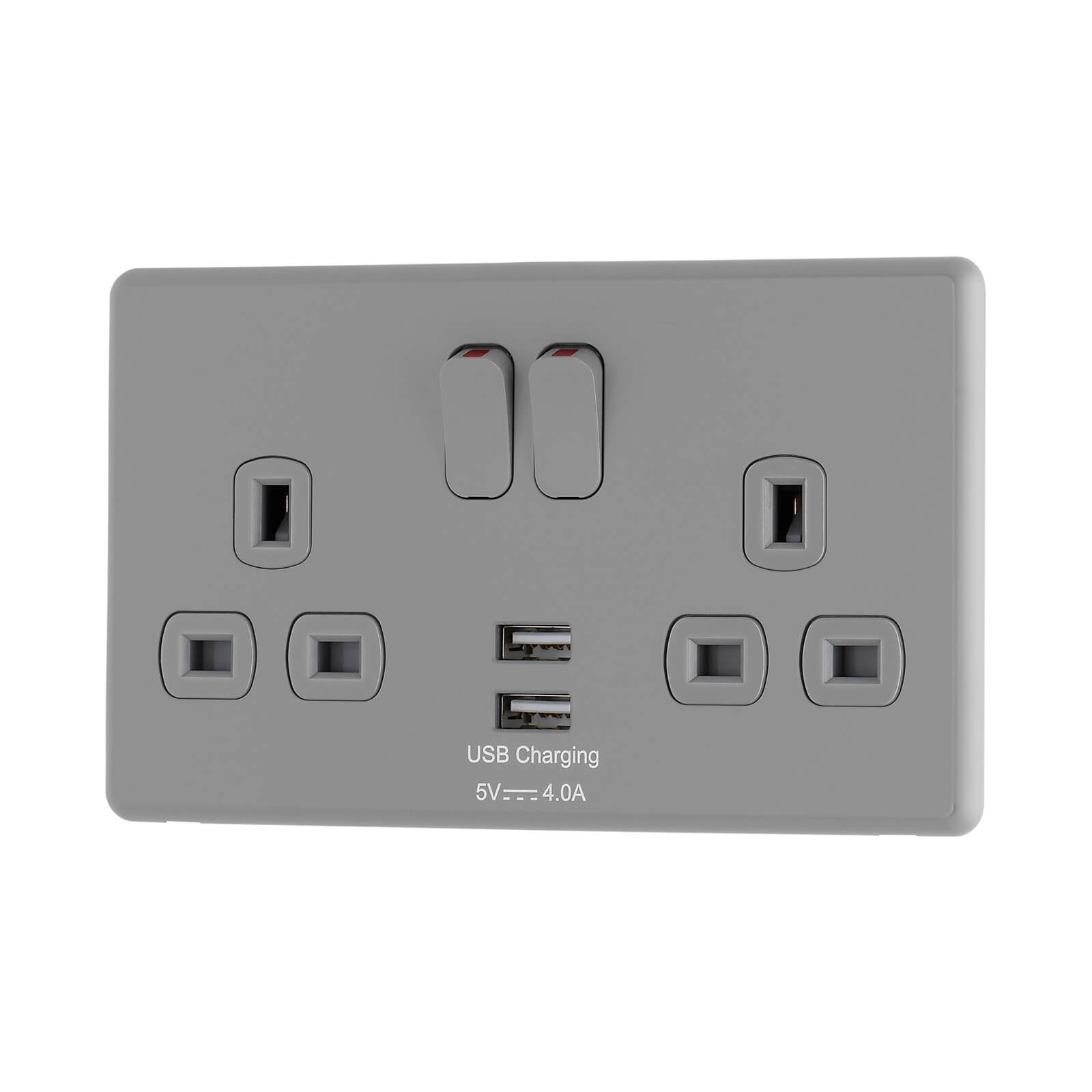 Arlec Rocker Stone Grey Double USB Socket 2 x 4A USB