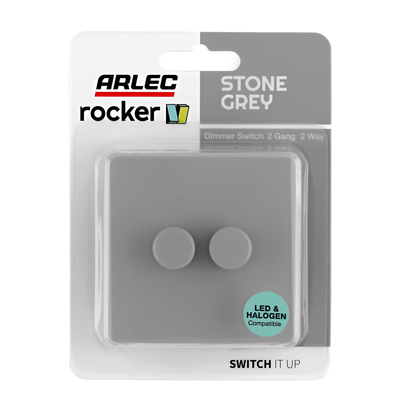 Arlec Rocker 2 Gang 2 Way Stone Grey Dimmer switch