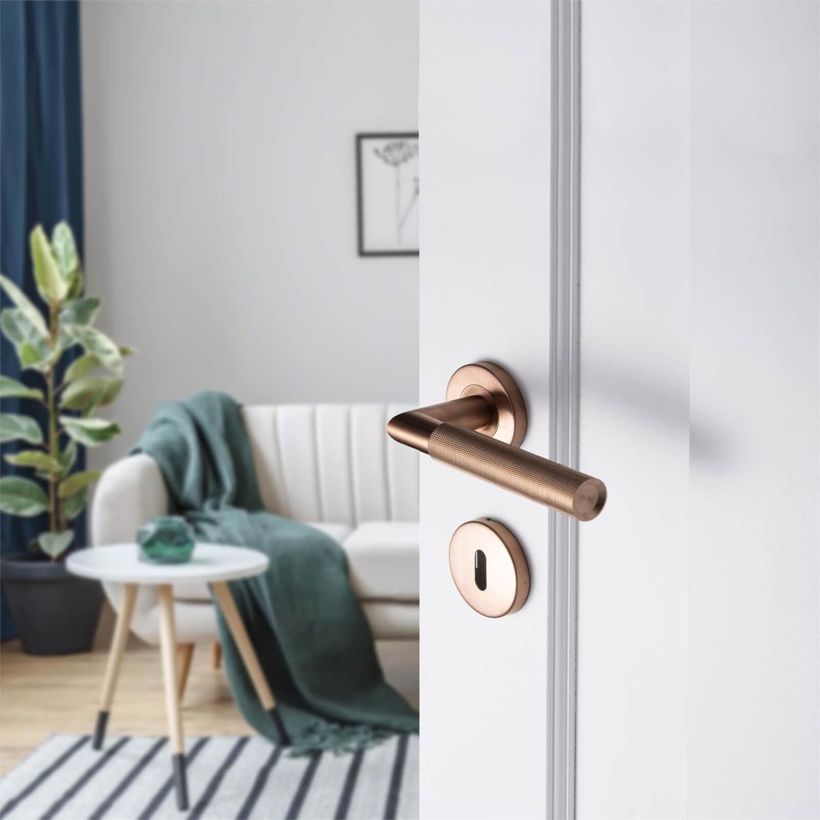 Sandleford Round Keyhole Escutcheon - Brushed Copper Stainless Steel