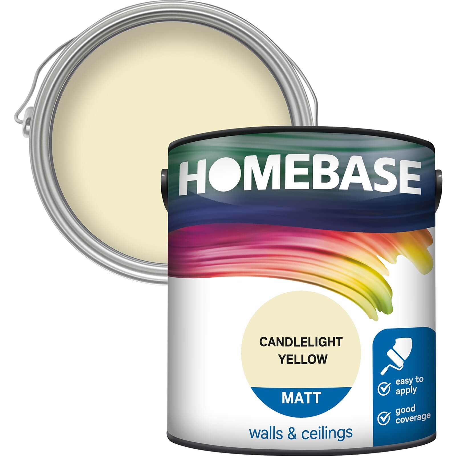 Homebase Matt Emulsion Paint Candlelight Yellow - 2.5L