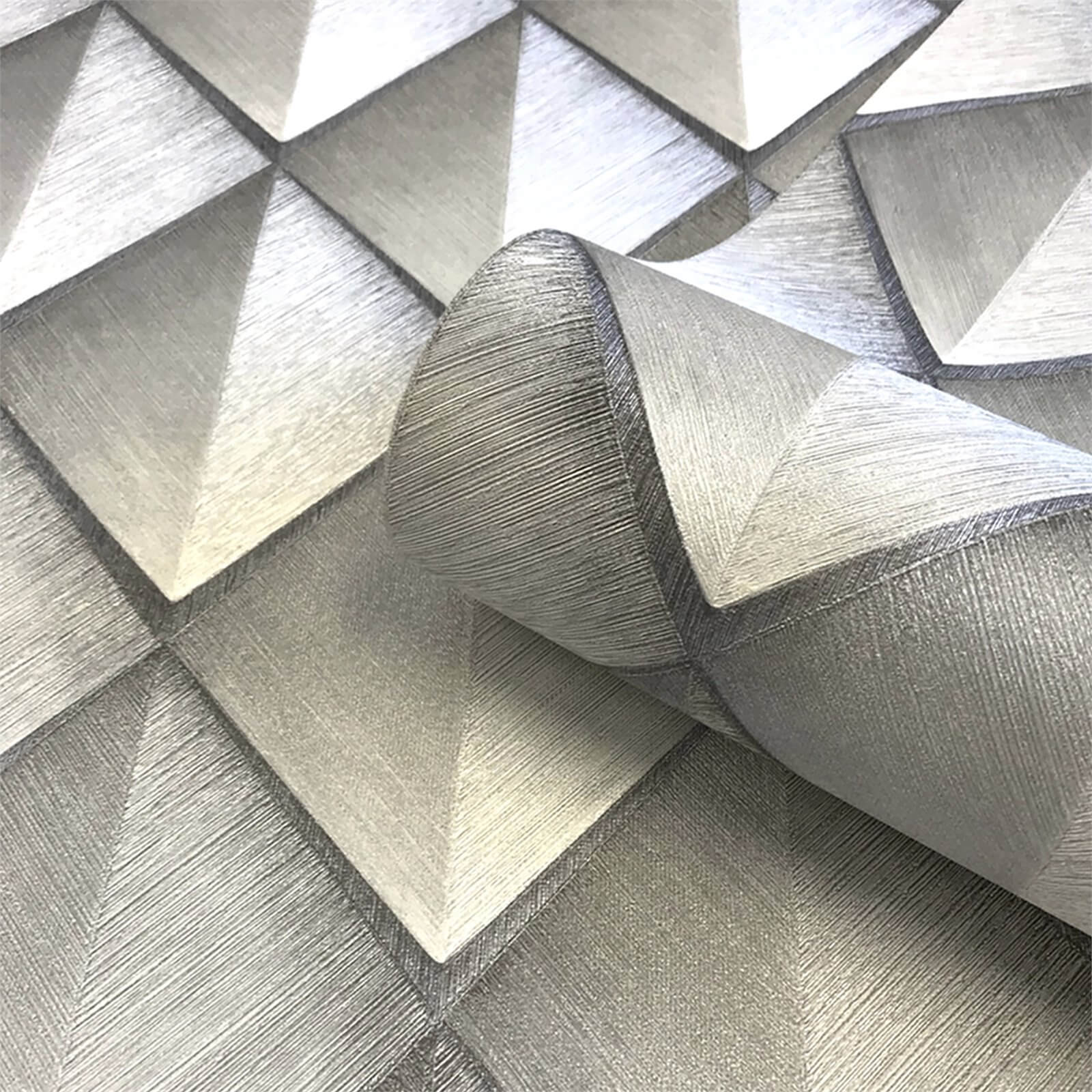 Belgravia Decor Callisto Geometric Embossed Metallic Silver Wallpaper