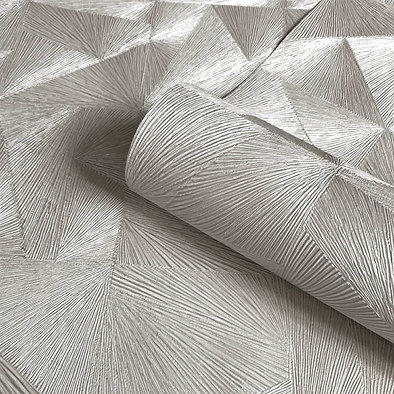 Belgravia Decor Caprice Geometric Embossed Metallic Silver Wallpaper
