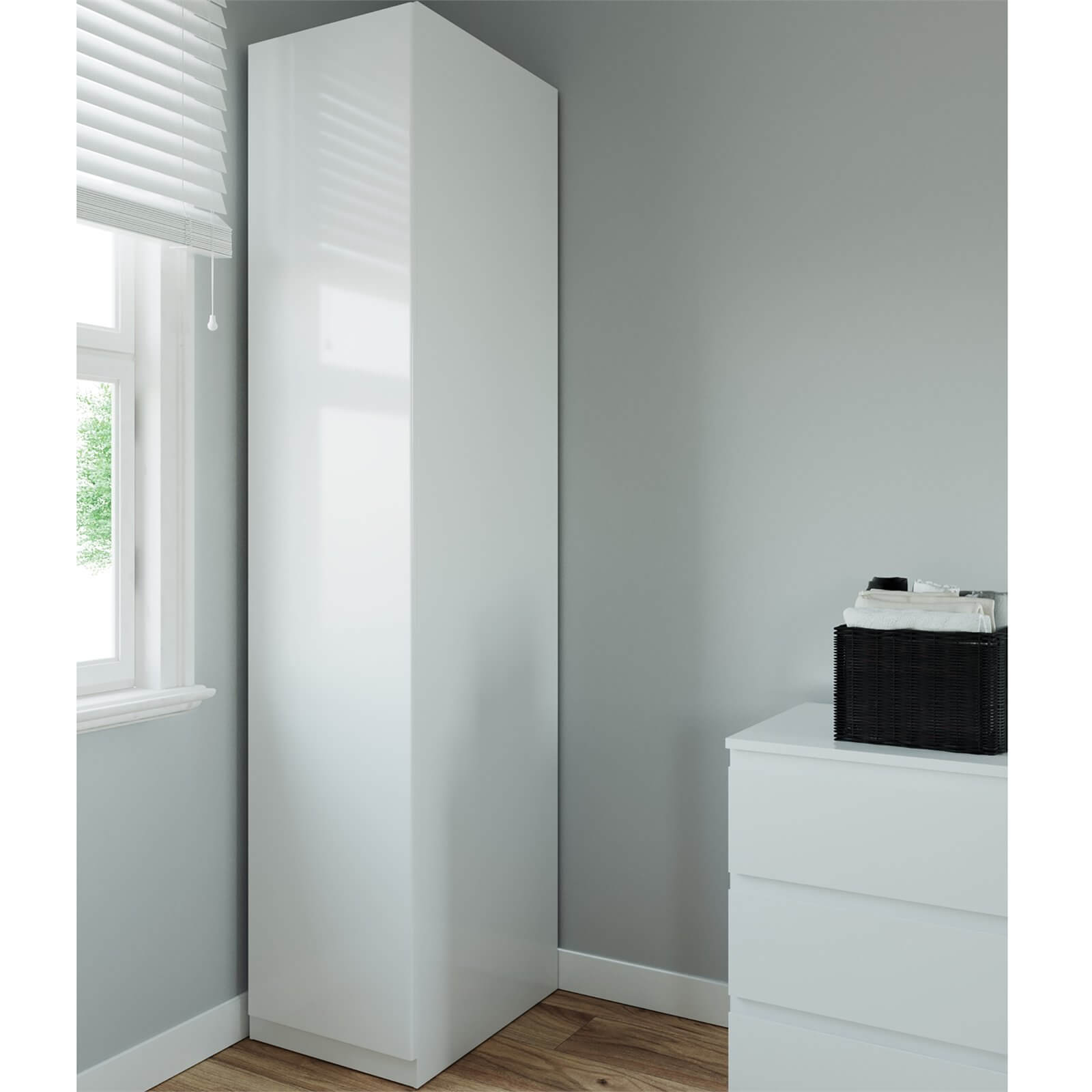Fitted Bedroom Handleless Single Wardrobe - White