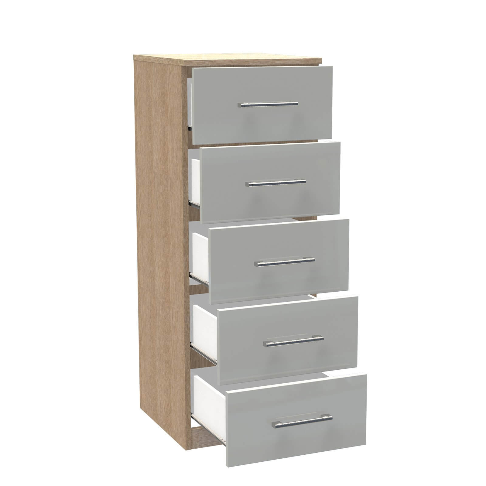 Fitted Bedroom Slab 5 Drawer Chest - Grey