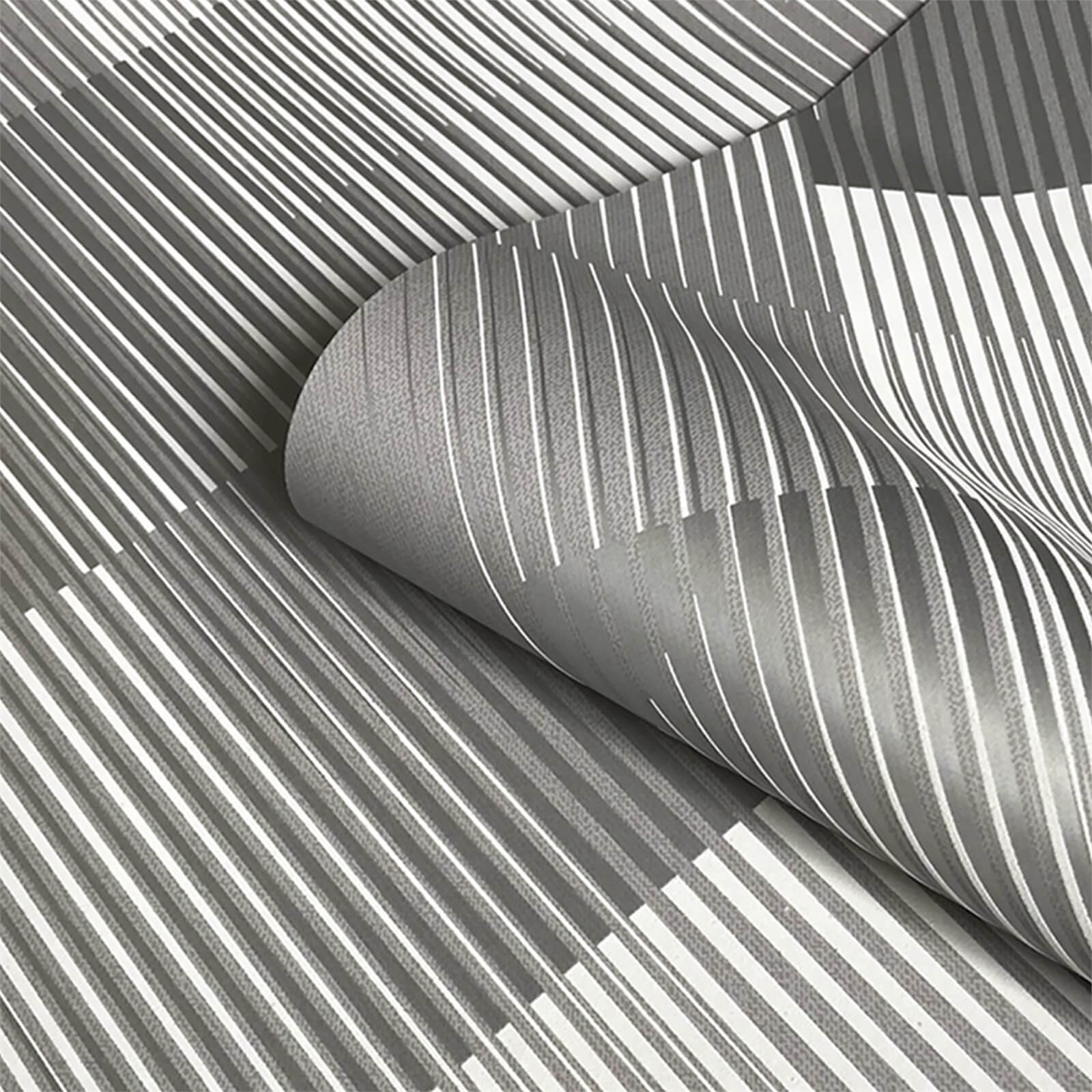 Belgravia Decor Hoxton Geometric Textured Metallic Silver Wallpaper