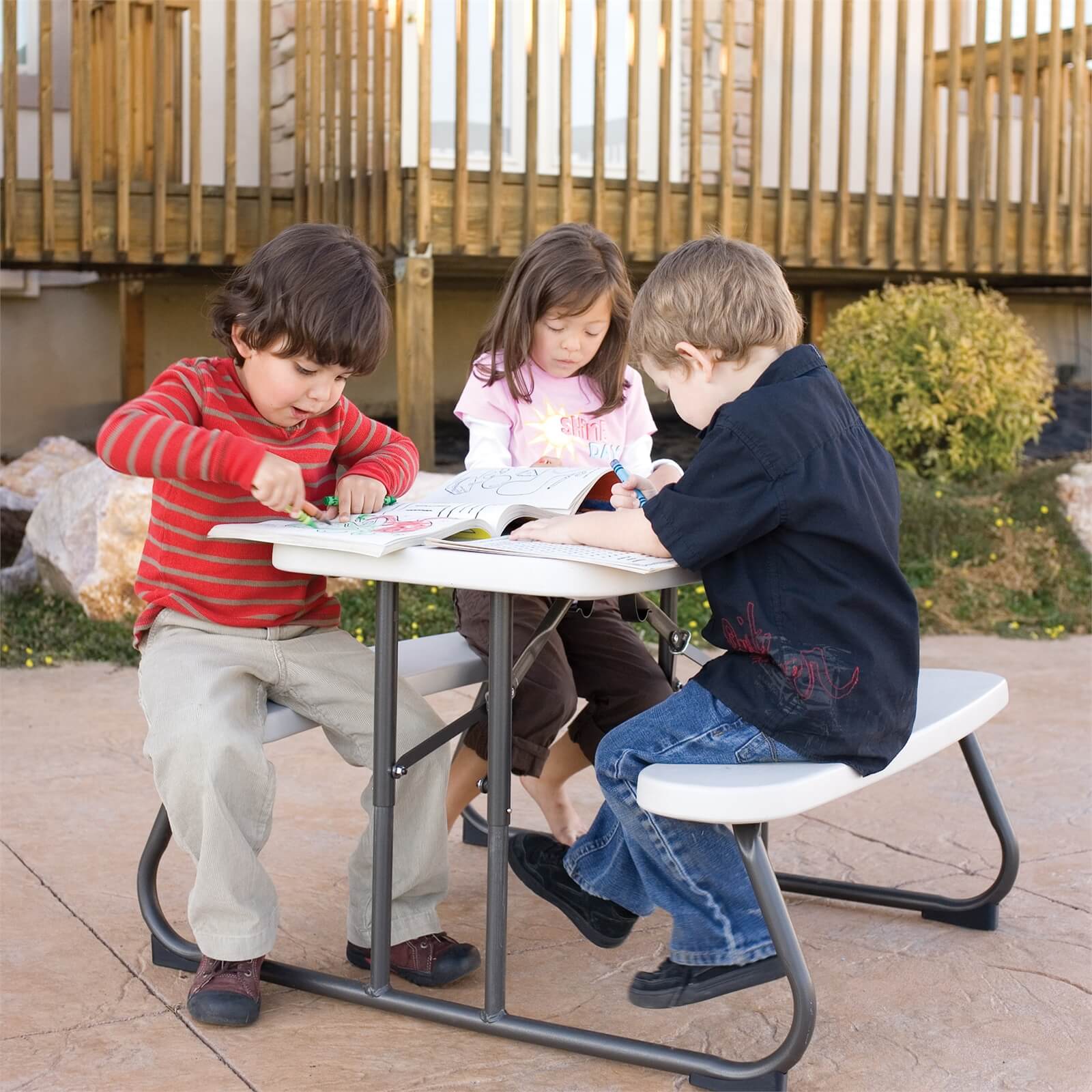 Lifetime Children's Folding Picnic Table in Almond ? 32.5 x 19 in