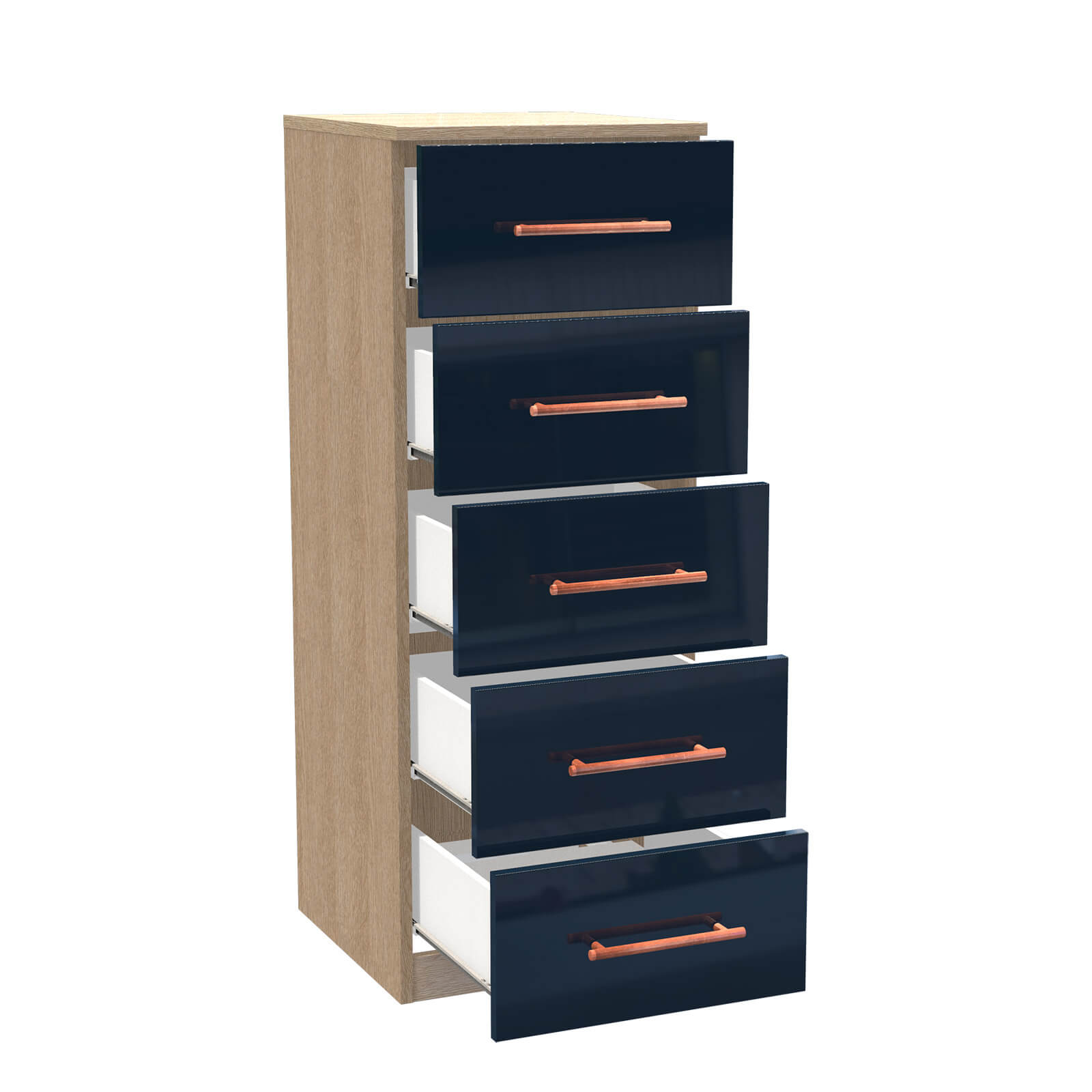 Fitted Bedroom Slab 5 Drawer Chest - Navy Blue