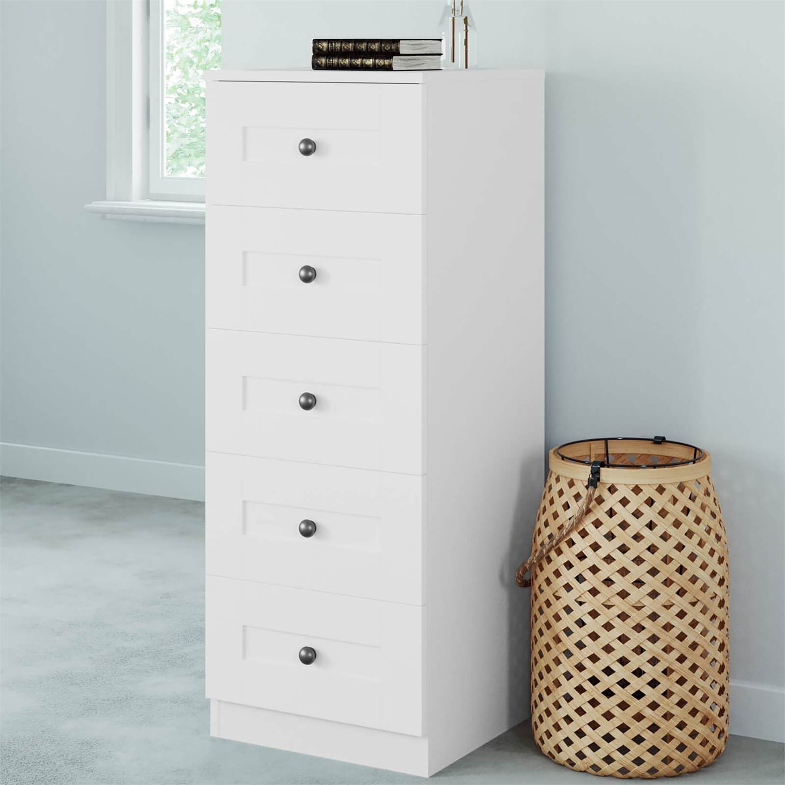Fitted Bedroom Shaker 5 Drawer Chest - White