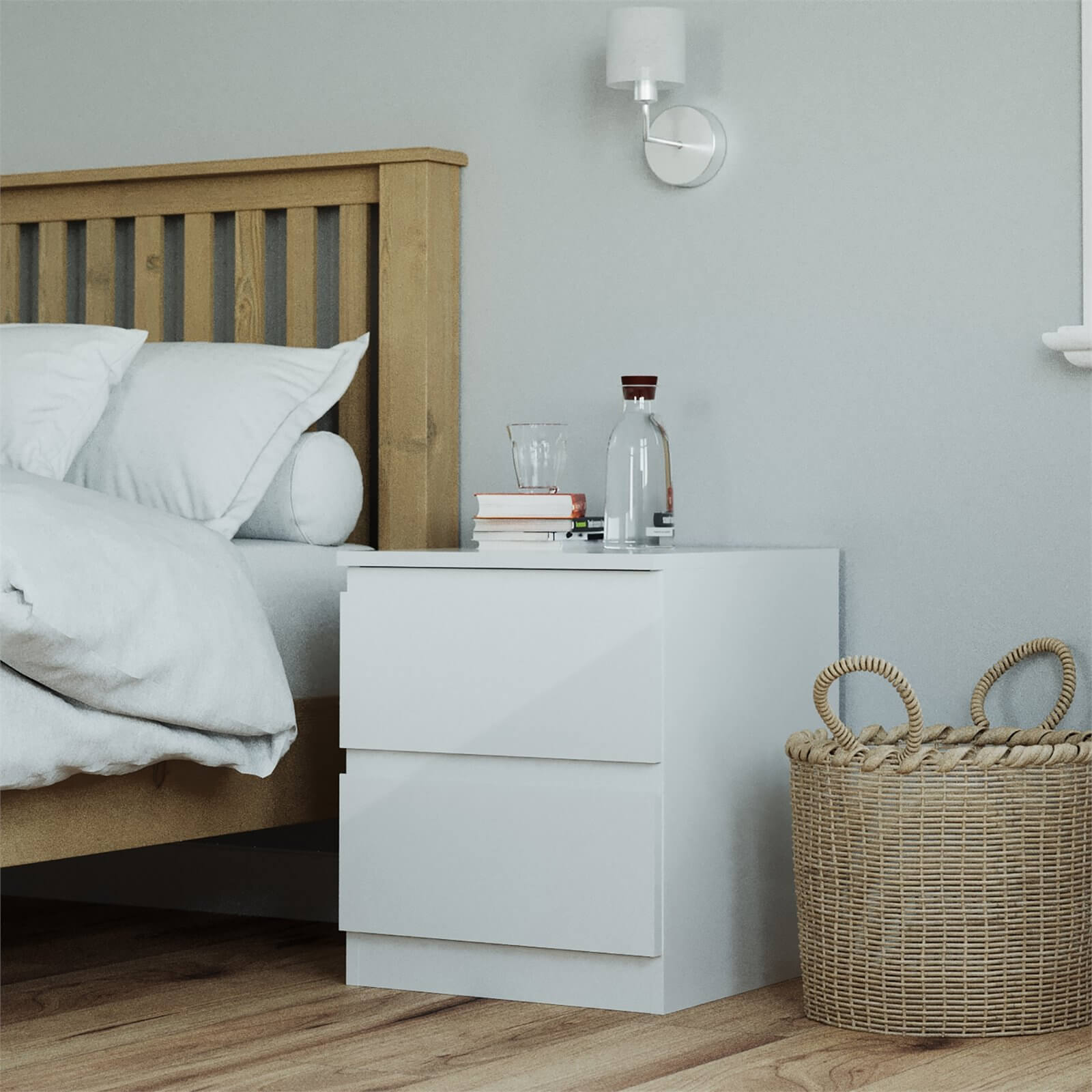 Fitted Bedroom Handleless Bedside Chest - White