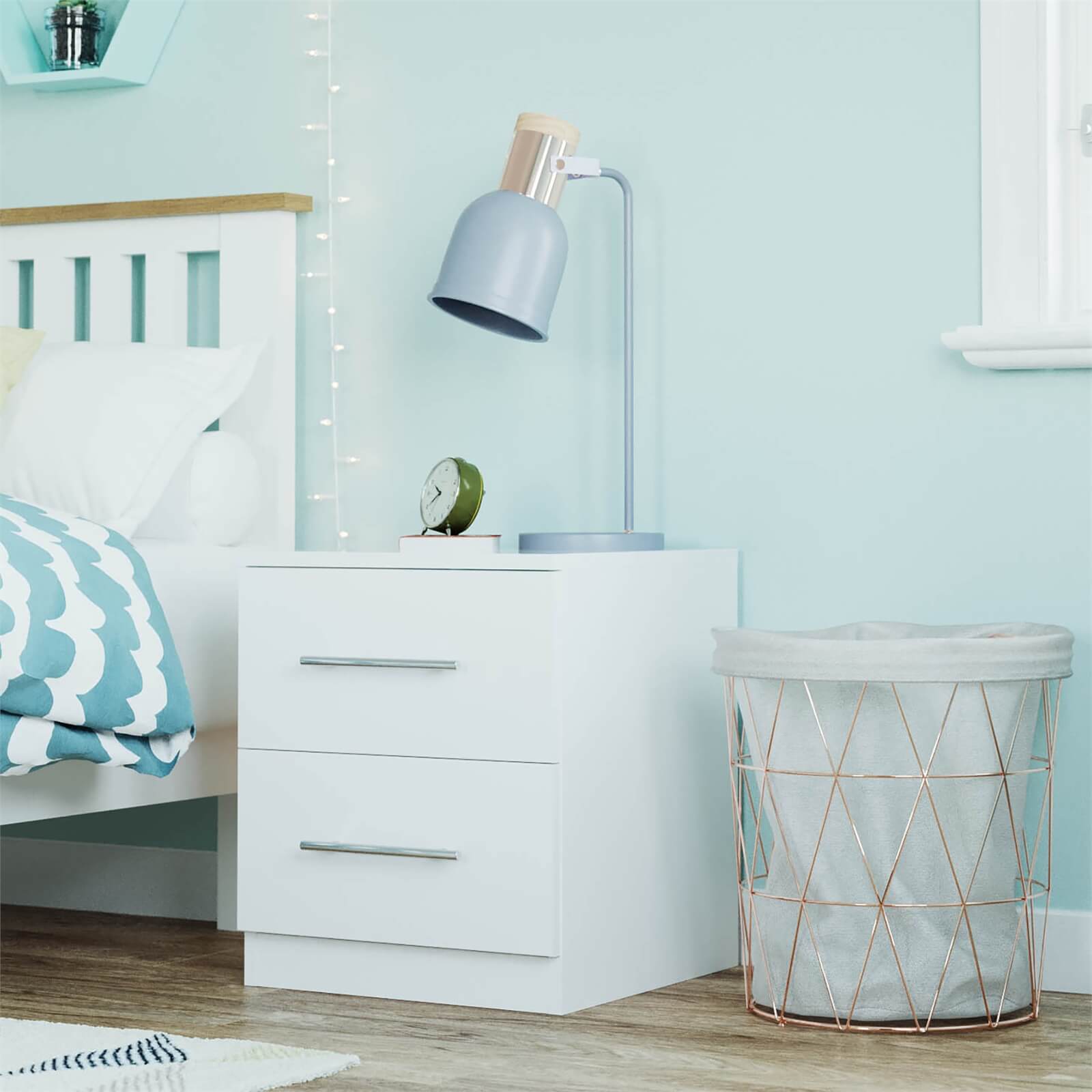 Fitted Bedroom Slab Bedside Chest - White