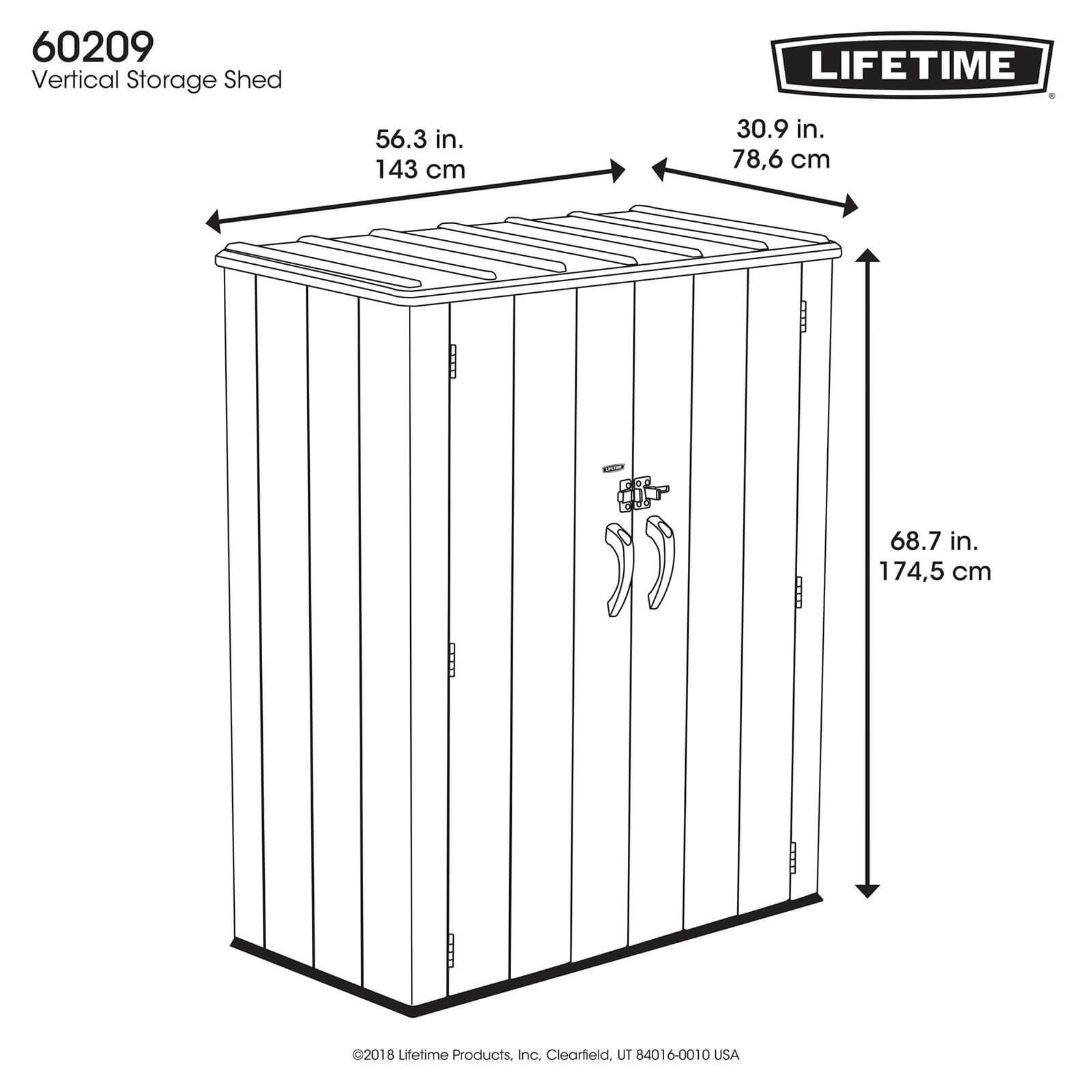 Lifetime 1500L Rough Cut Vertical Storage Cabinet
