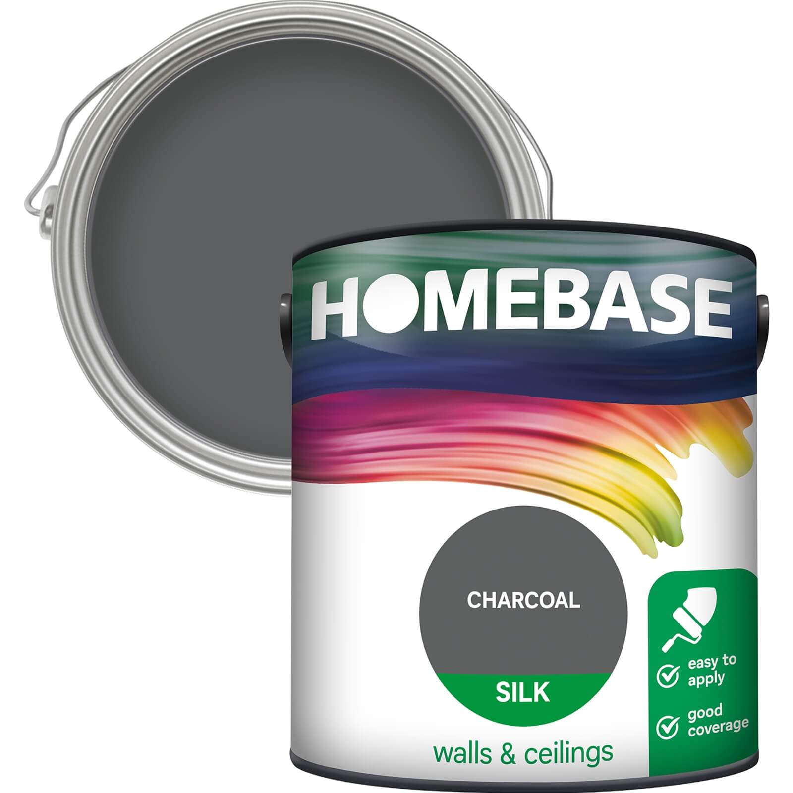 Homebase Silk Emulsion Paint Charcoal - 2.5L