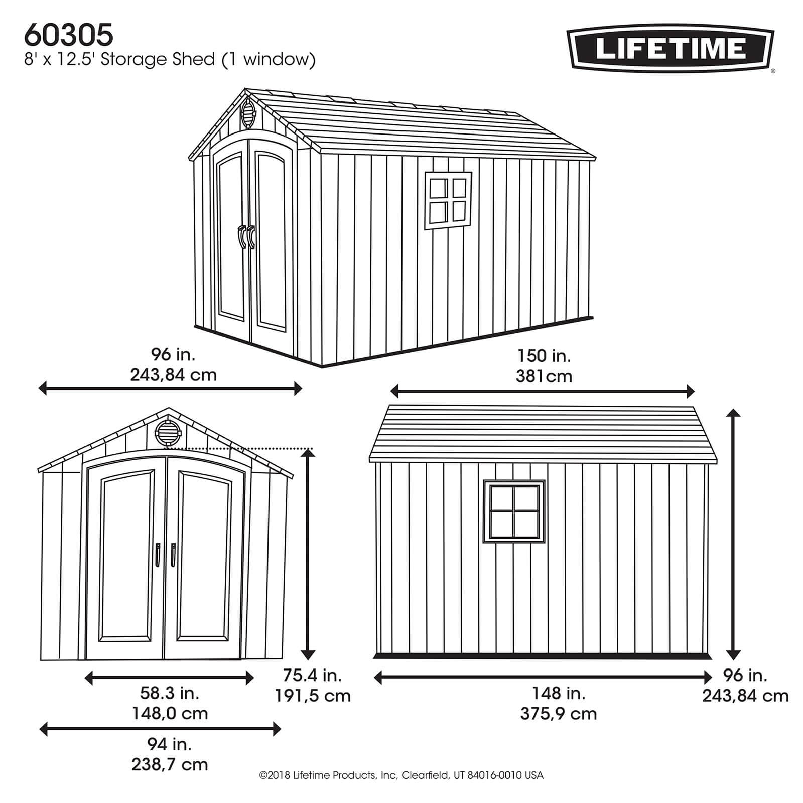Lifetime 8x12.5 ft Rough Cut Outdoor Storage Shed