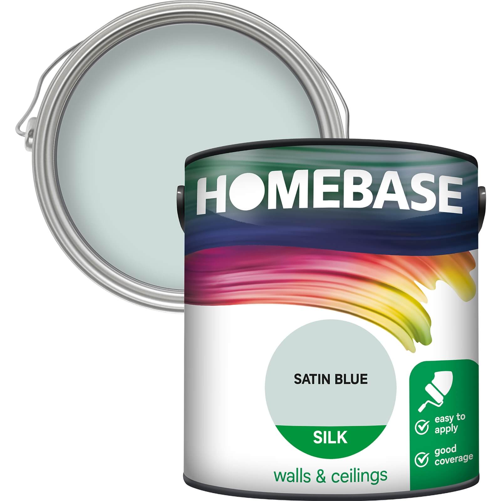 Homebase Silk Emulsion Paint Satin Blue - 2.5L