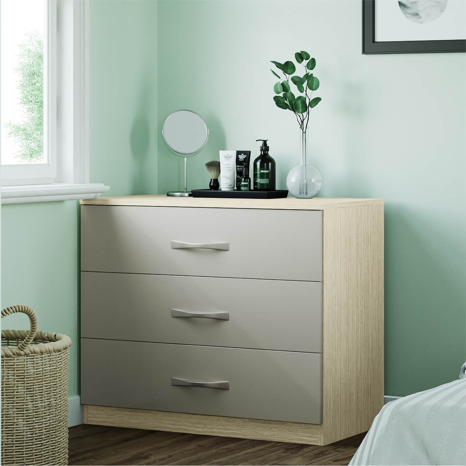Fitted Bedroom Slab 3 Drawer Chest - Cashmere