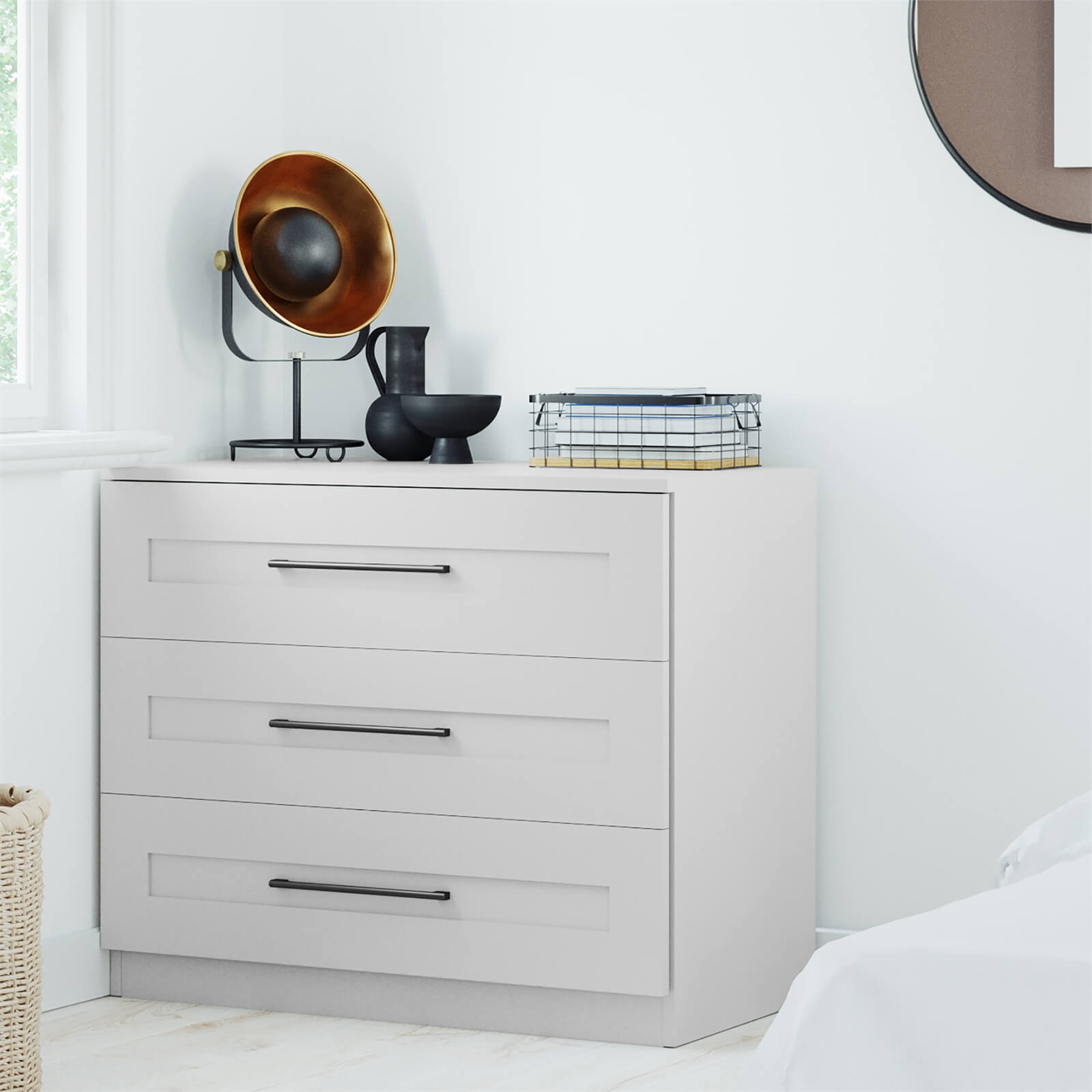 Fitted Bedroom Shaker 3 Drawer Chest - Grey