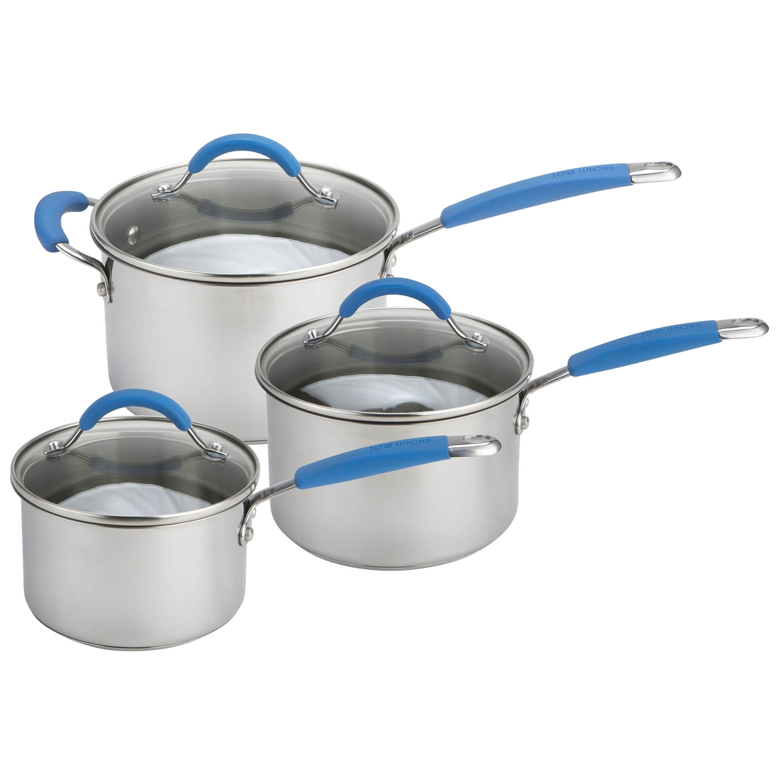 Joe Wicks Quick and Even Induction Non-Stick Stainless Steel Saucepans - Set of 3