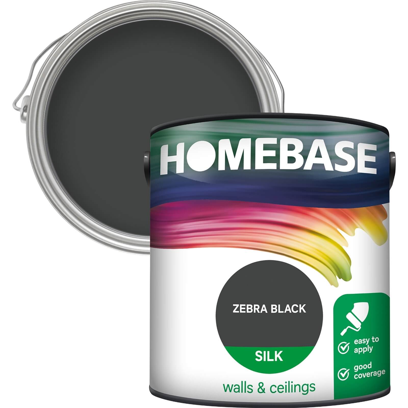 Homebase Silk Emulsion Paint Zebra Black - 2.5L