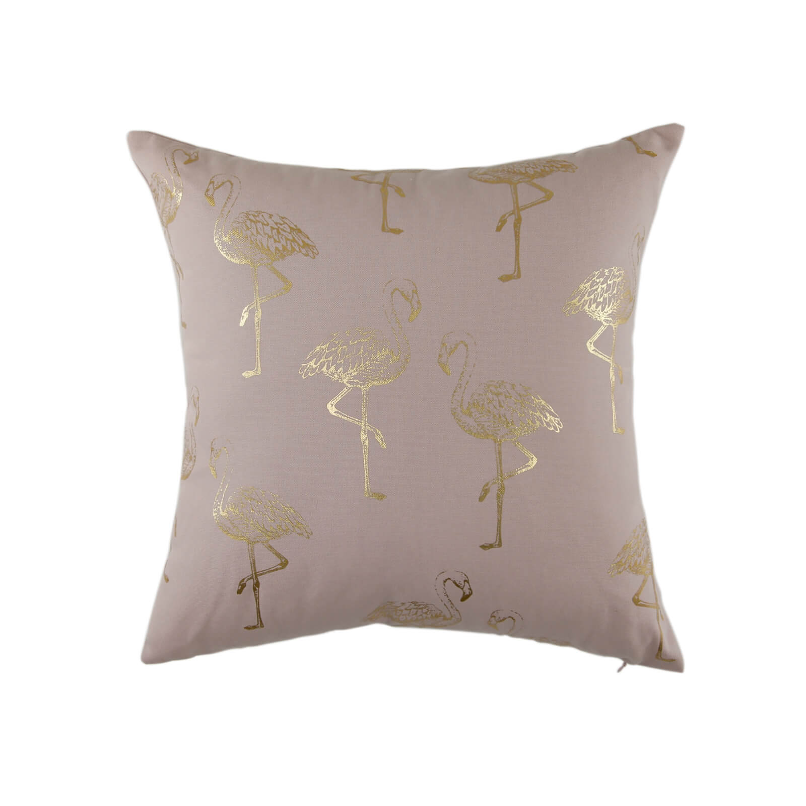 Gold Flamingo Print Cushion - Blush