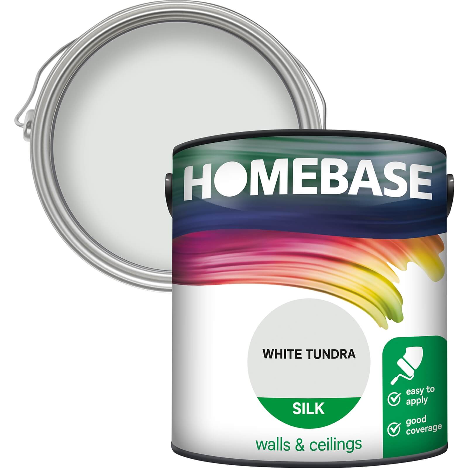 Homebase Silk Emulsion Paint White Tundra - 2.5L