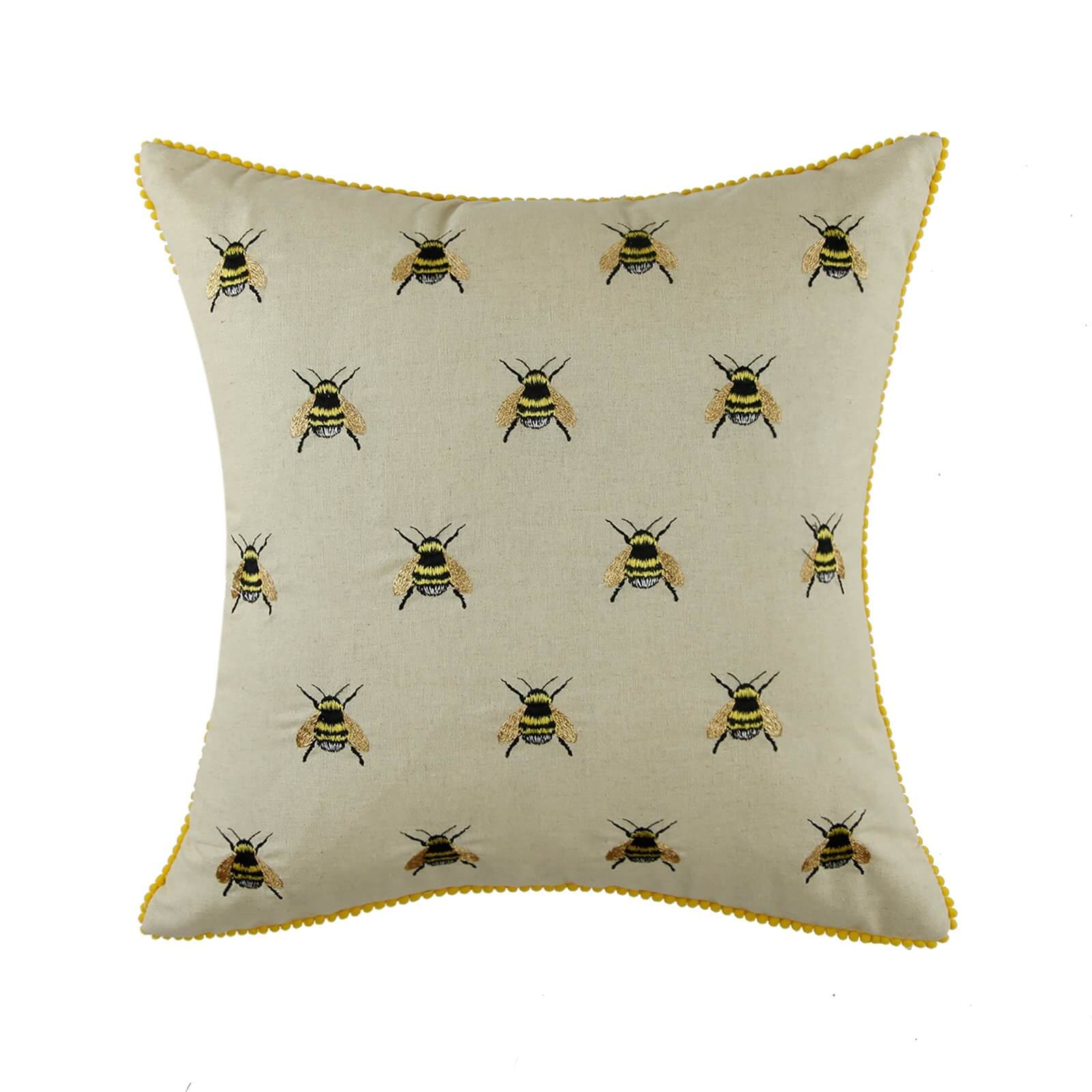 Embroidered Bumble Bee Cushion