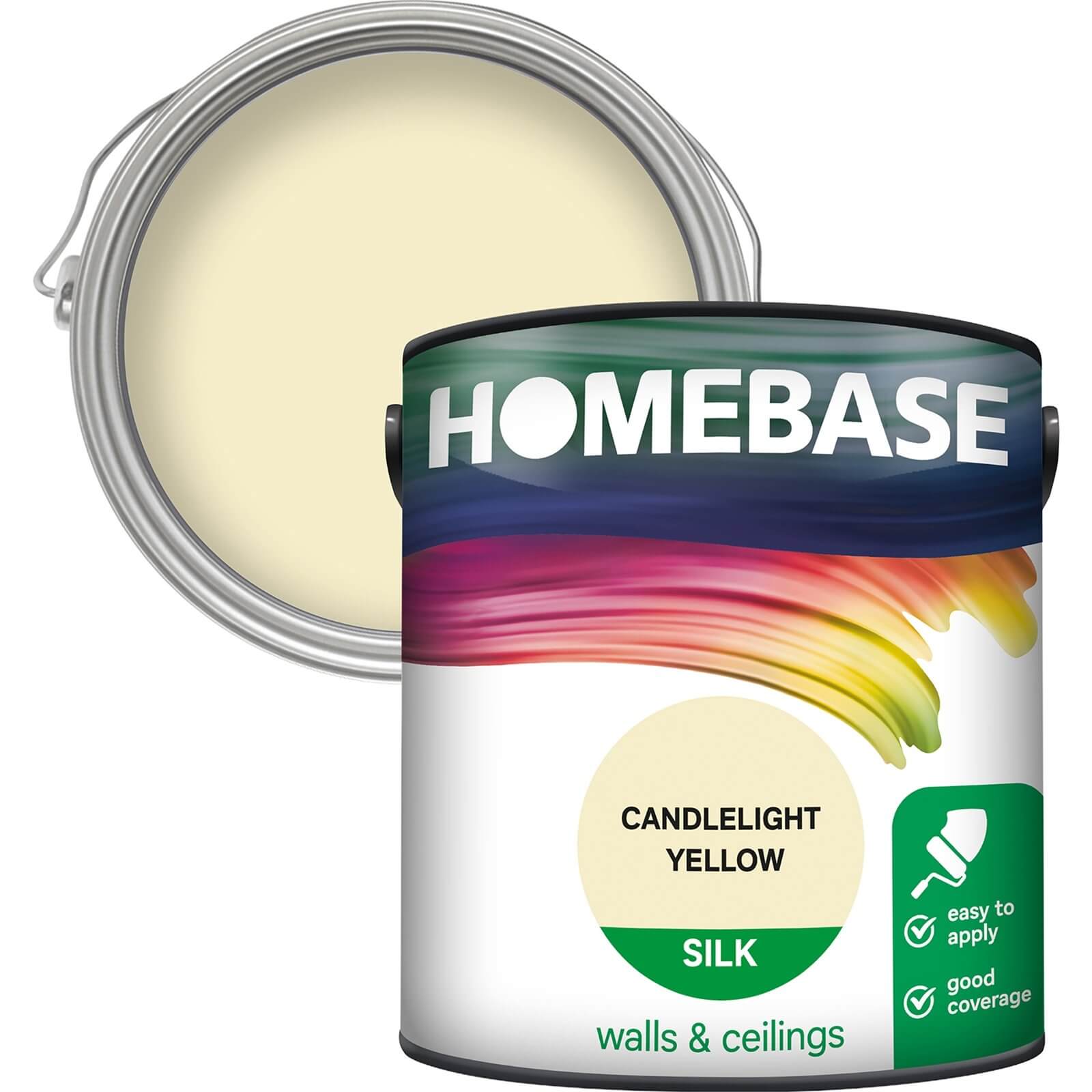Homebase Silk Emulsion Paint Candlelight Yellow - 2.5L