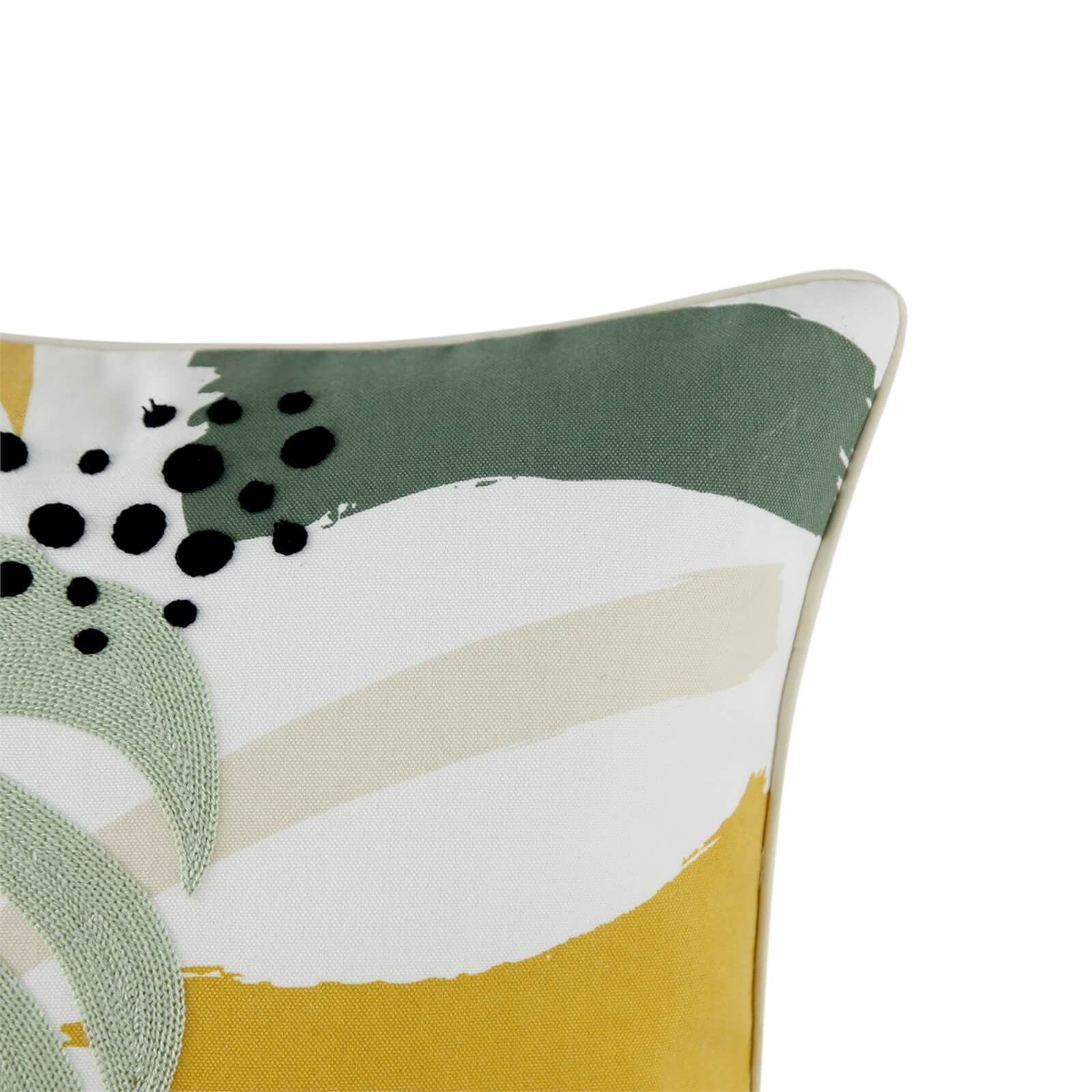 Abstract Floral Cushion - Green and Ochre