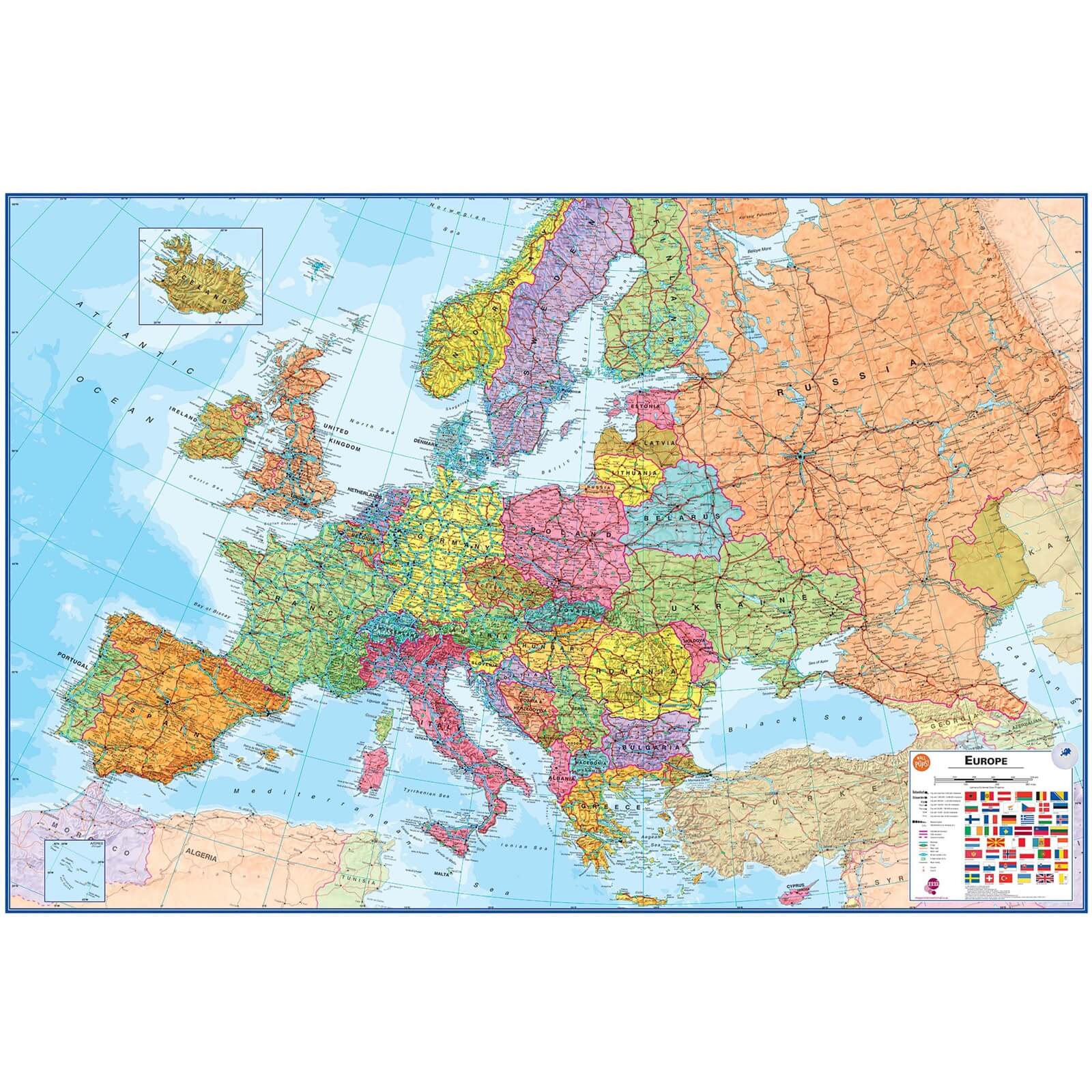 Wallpops 24 x 36 InchEuropean Dry Erase Map