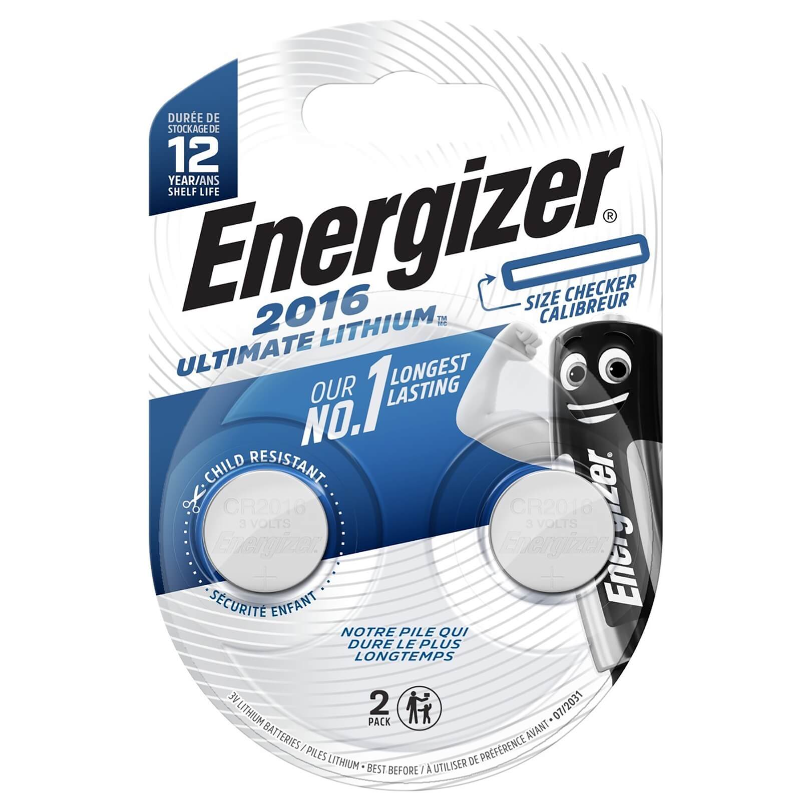 Energizer CR2016 Ultimate Lithium Coin Battery - 2 Pack