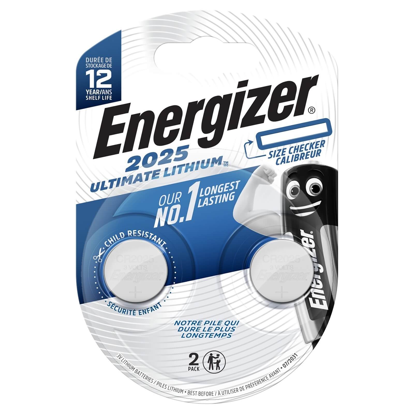 Energizer CR2025 Ultimate Lithium Coin Battery - 2 Pack